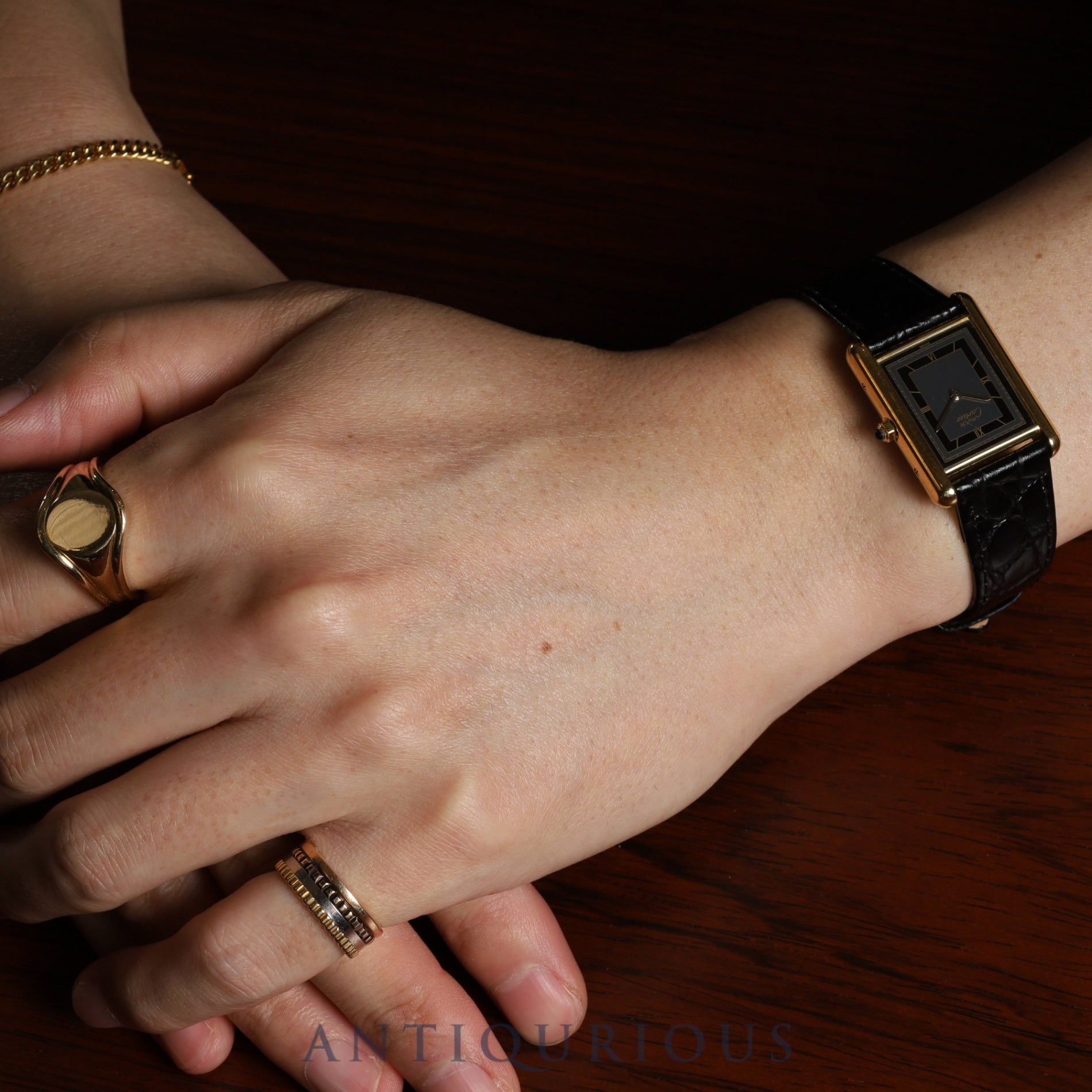 カルティエ マストタンク LM 6 81006 クォーツ Cal.81 SV925 革 純正尾錠(GP) グレー飛びローマン文字盤 オーバーホール済み