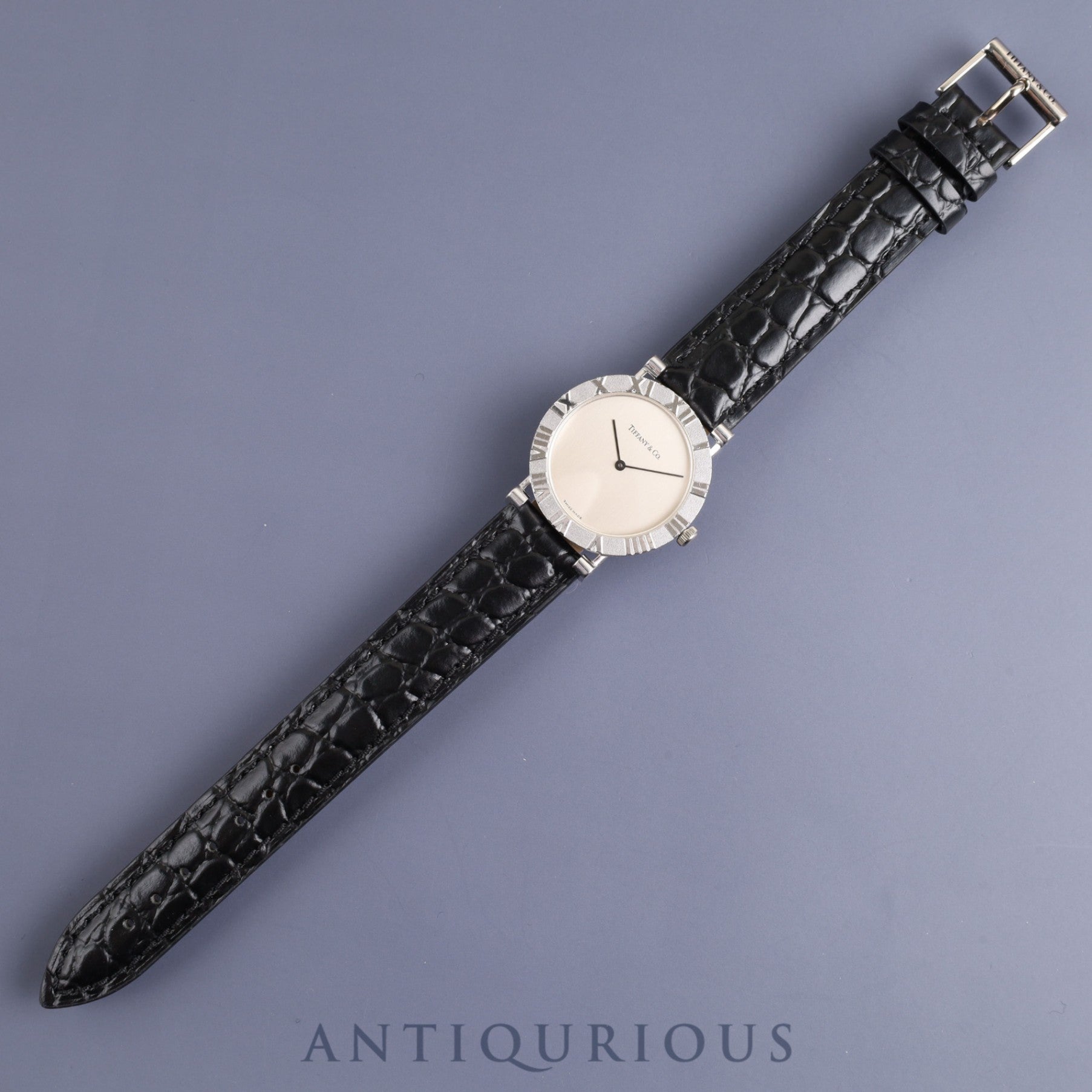 ティファニー アトラス SV CASE W152S クォーツ SV925 革 純正尾錠(SS) シルバー文字盤 オーバーホール済み