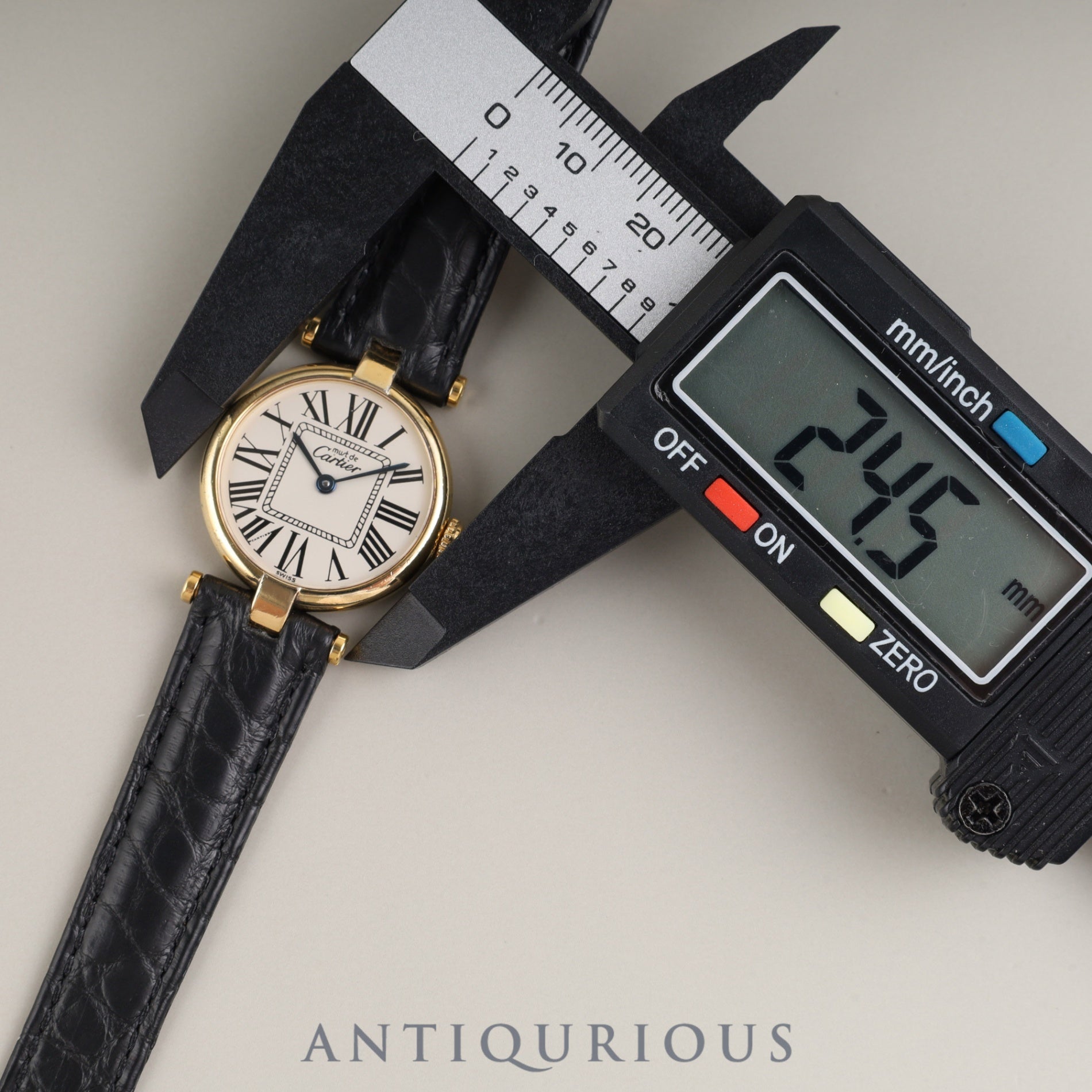 Cartier Must Vendôme VLC SM 590004 Quartz Caliber 90 SV925 Leather Watch with Genuine D-buckle (GP) Opalescent Dial Overhauled