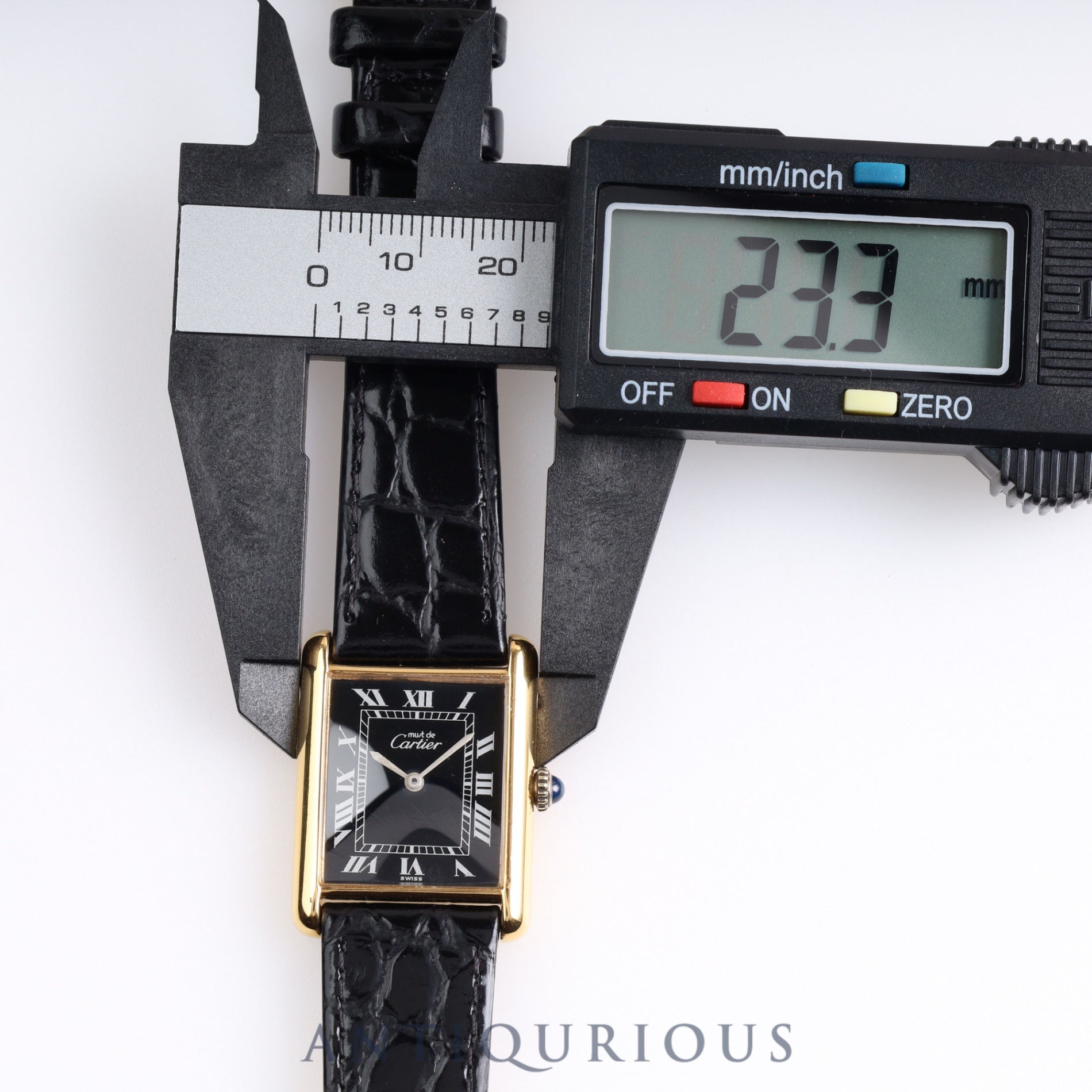 Cartier Must Tank LM Manual Winding SV Leather Black Roman Dial