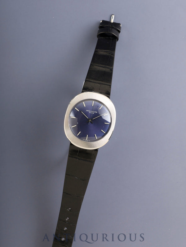 パテック・フィリップ UFO ユ-エフオーケース 3580 自動巻き Cal.350 SS 純正ベルト 純正ピンバックル(SS) ネイビー文字盤 箱 登録保証カード(1977年) 冊子 タグ オーバーホール済み