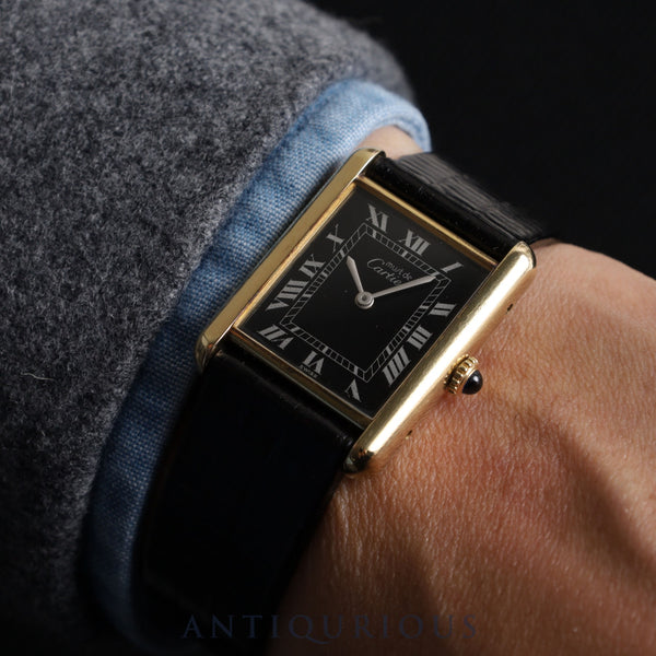 Cartier Must Tank LM 81974913 Manual winding Cal.78-1 Leather Genuine buckle (GP) Black Roman dial Warranty (no date) Overhauled