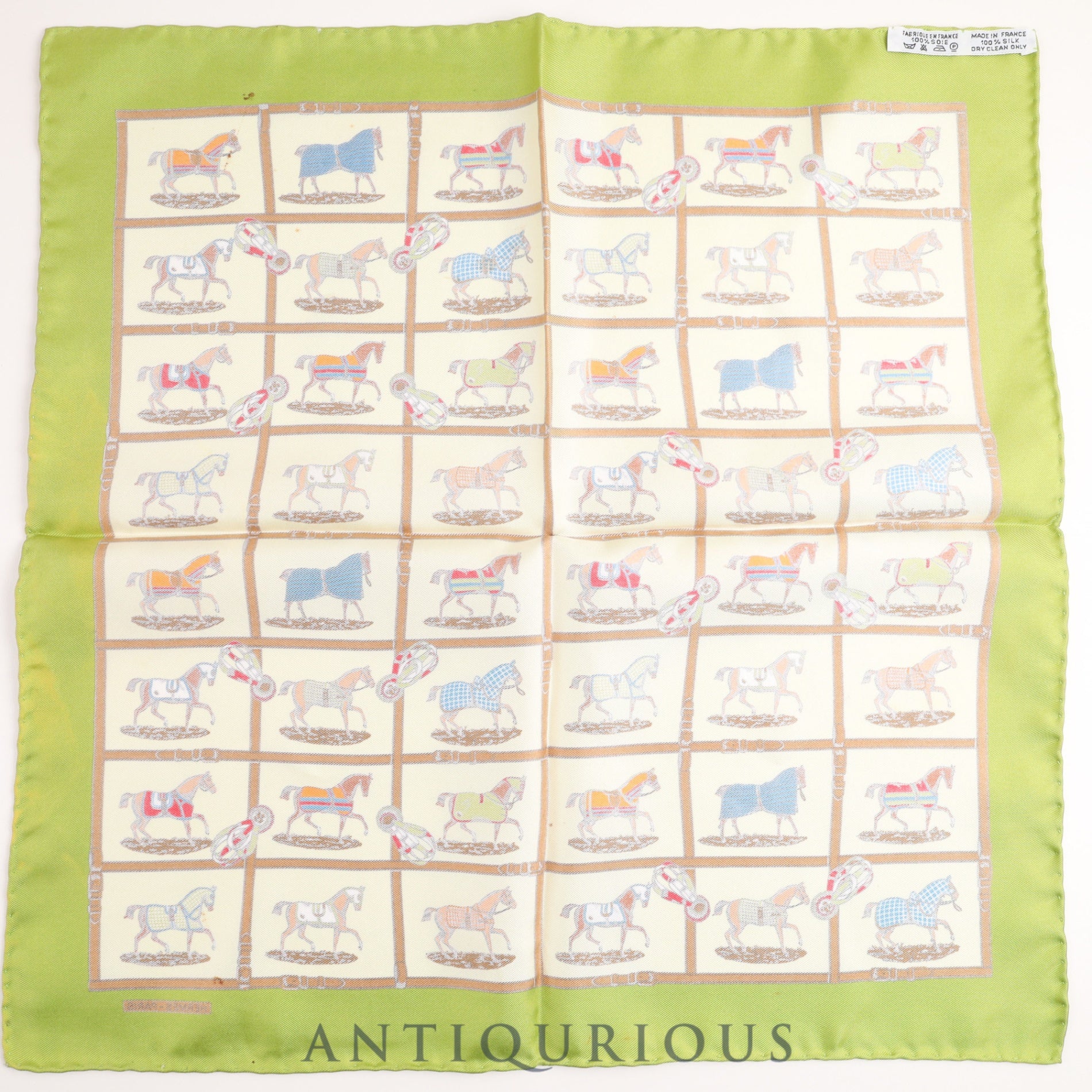 Hermes Scarf Carre 45 48 Horses in the Paddock 100% Silk