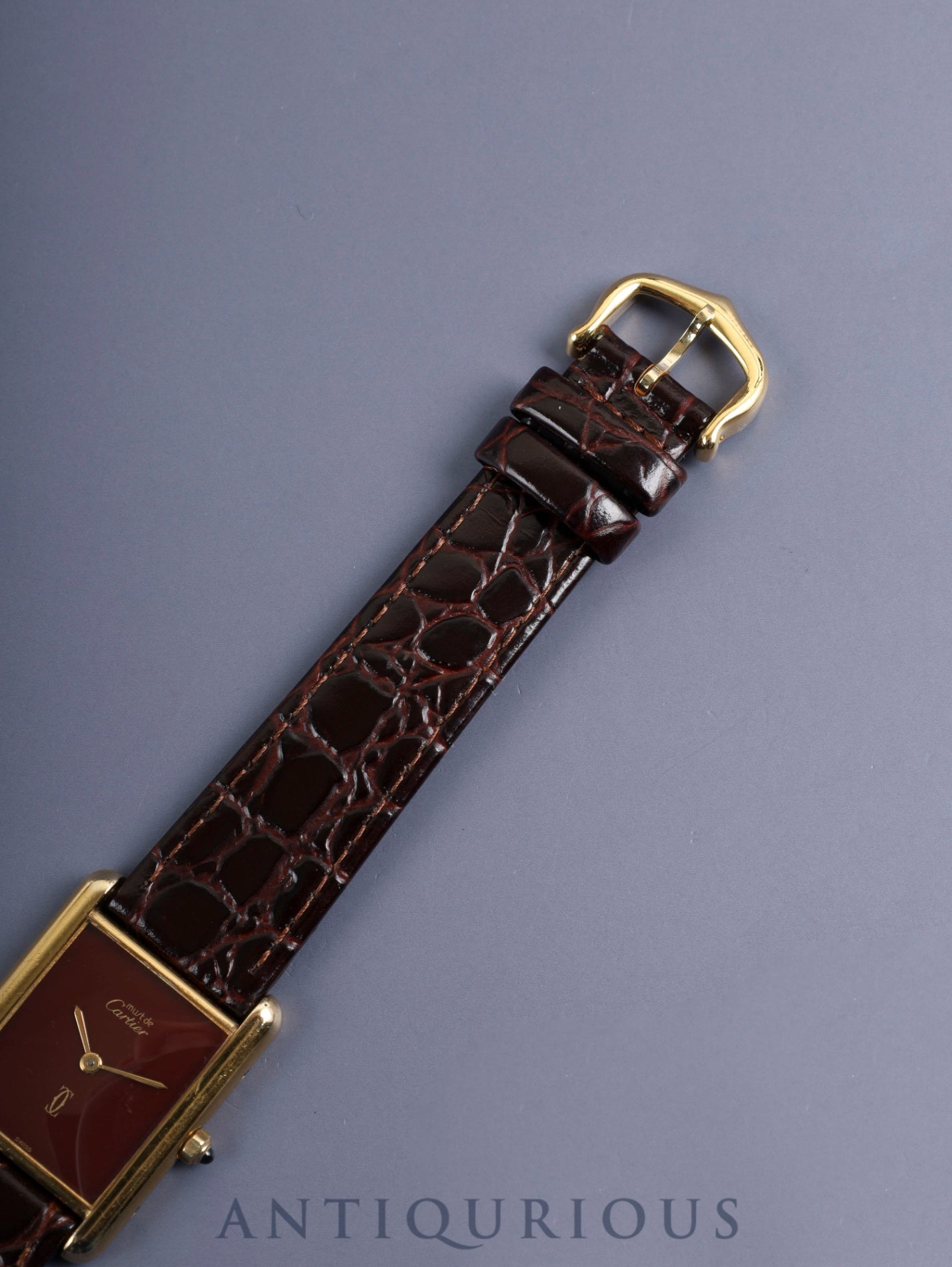 Cartier Must Tank LM 6 81006 Quartz Cal.690 SV925 Leather Genuine Pin Buckle (GP) Garnet Dial Bordeaux Dial (SWISS marking) Overhauled