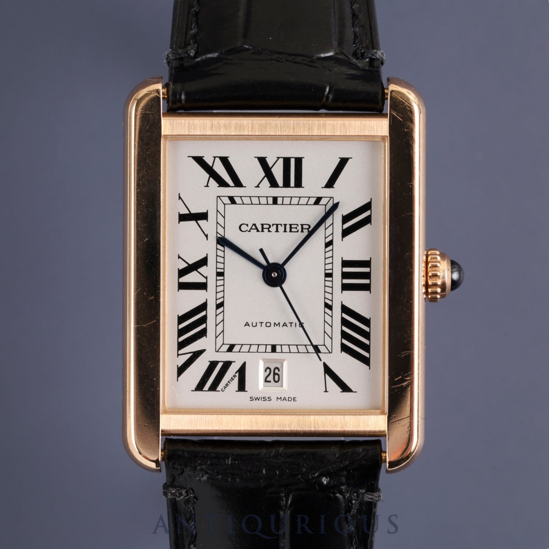 カルティエ タンクソロ XL W5200026 / 3514 自動巻き Cal.049 YG×SS 革 社外尾錠(GP)ホワイトローマン文字盤 箱 保証書(2013年)オーバーホール済み カルティエブティックにてコンプリートサービス済み