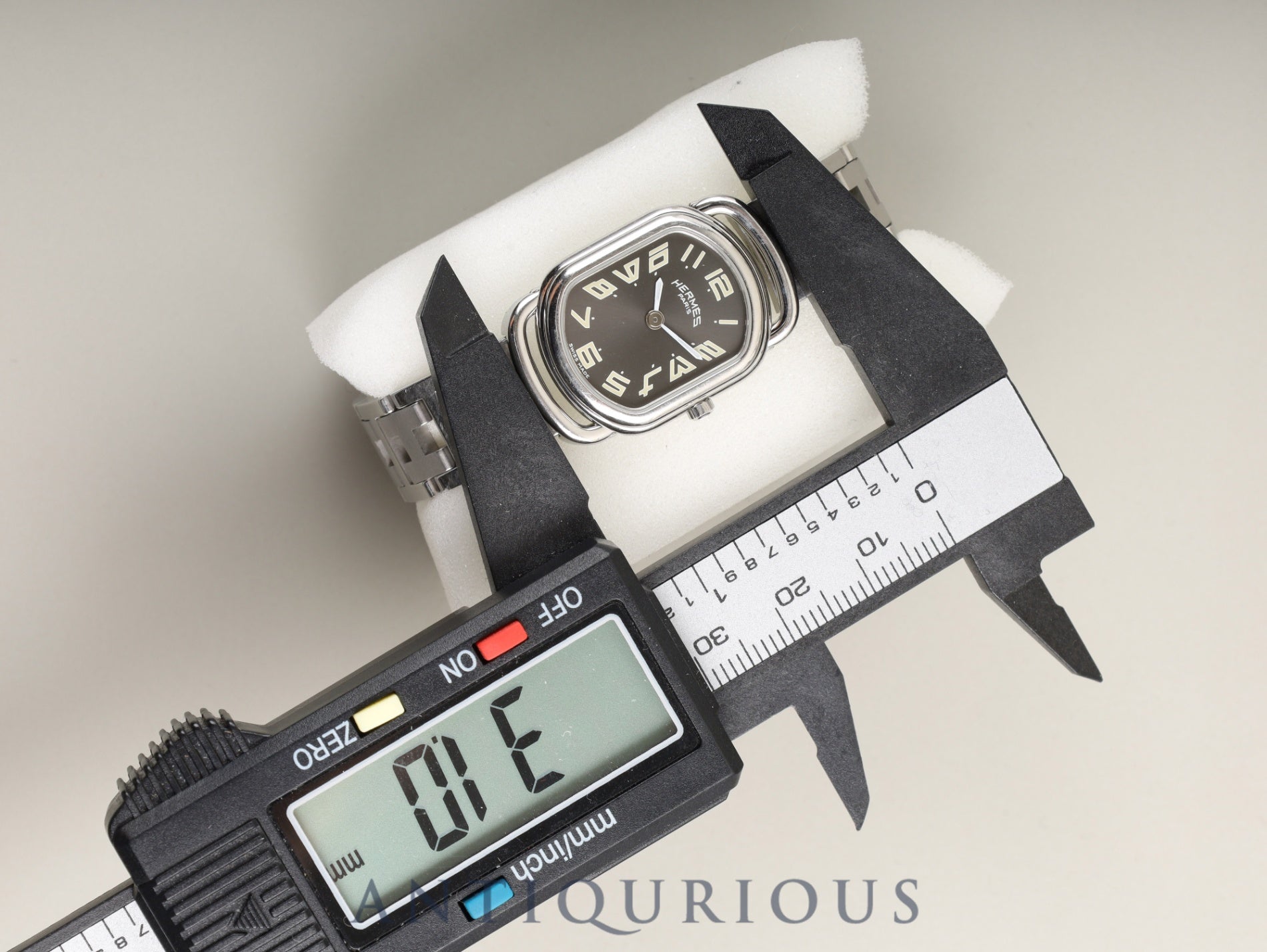 Hermes Rallye RA1.210 Quartz Cal.976.001 Stainless Steel Gray Dial Box Booklet Warranty Card Overhauled