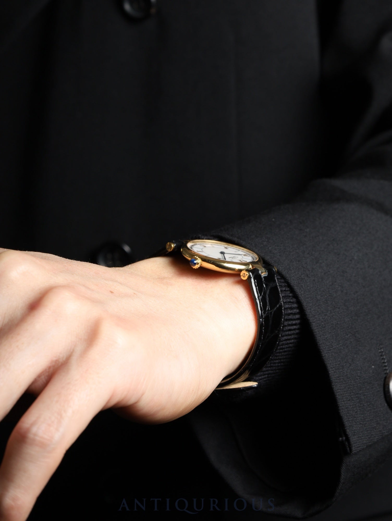 カルティエ マスト ヴァンドーム VLC LM 1861 クォーツ Cal.90 SV925 革 純正尾錠(GP)飛びアラビアCC文字盤 オーバーホール済み