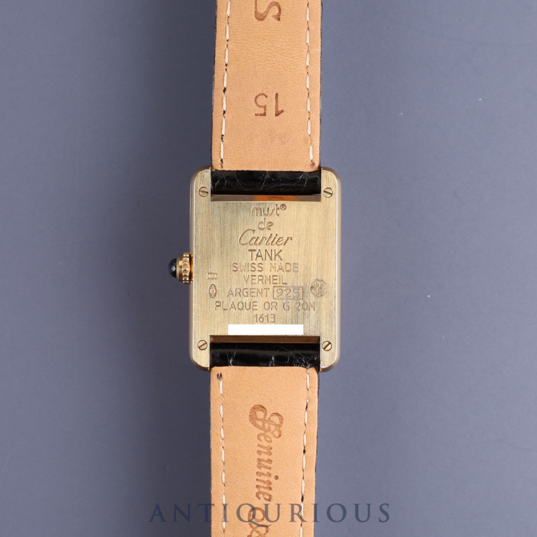 カルティエ マストタンク SM 1613 クォーツ Cal.057 SV925 革 純正Dバックル(GP)オパラン文字盤 オーバーホール済み