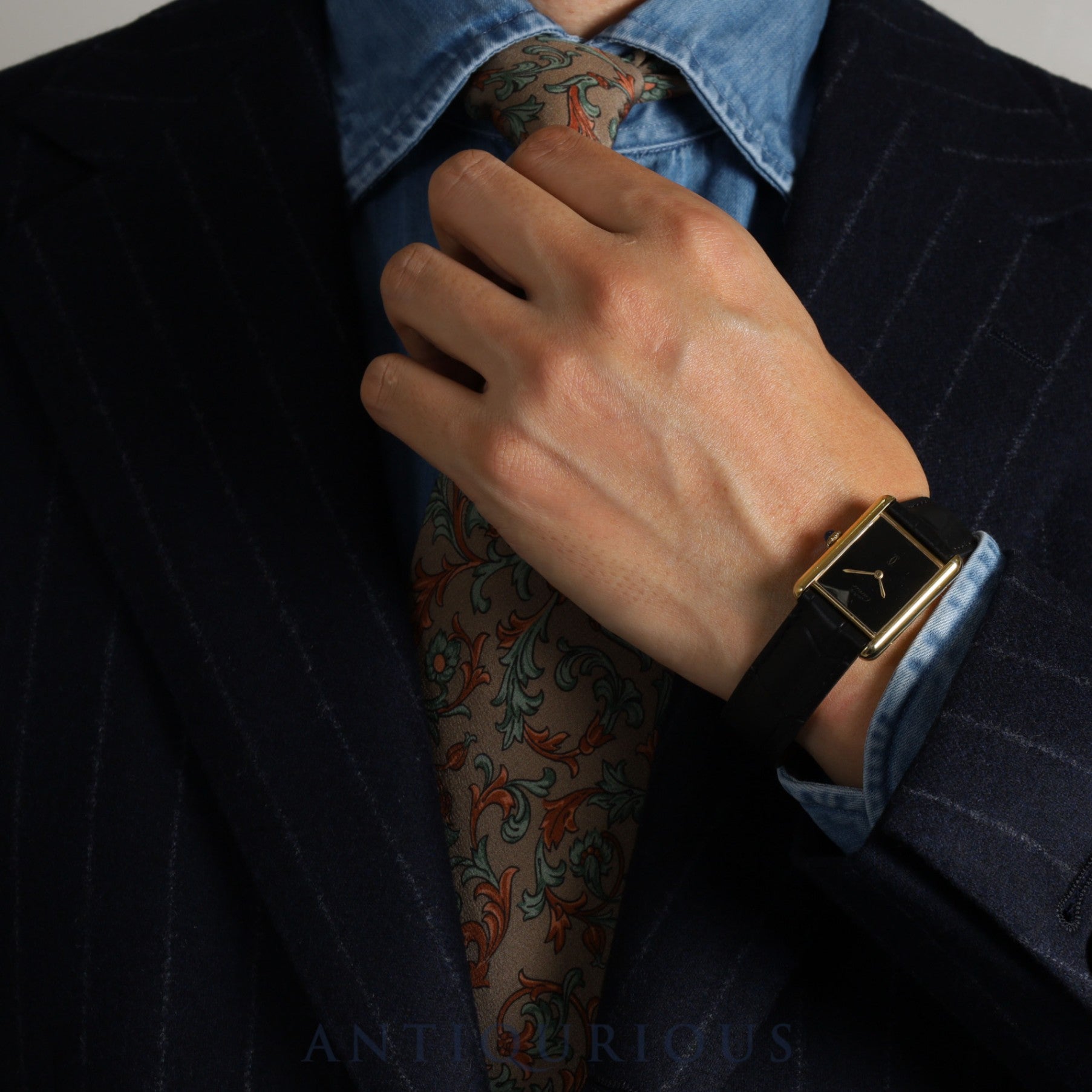 カルティエ マストタンク LM 手巻き Cal.78-1  SV925 革 純正Dバックル(GP)オニキス文字盤 オーバーホール済み 新品仕上げ済み