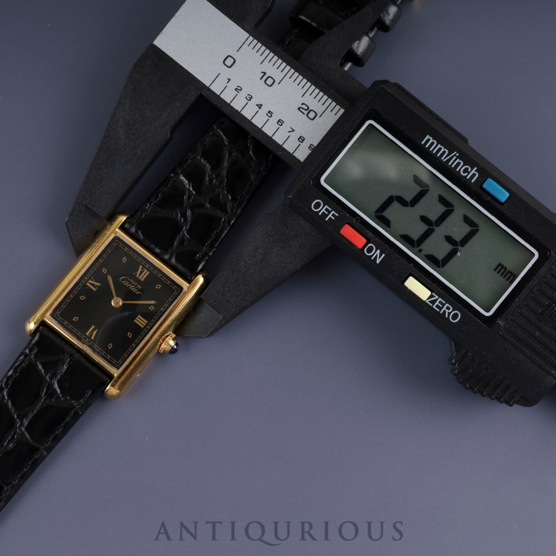 カルティエ マストタンク LM 590005 クォーツ Cal.90 SV925 革 純正尾錠(GP) ブラック飛びローマン文字盤 オーバーホール済み 新品仕上げ済み