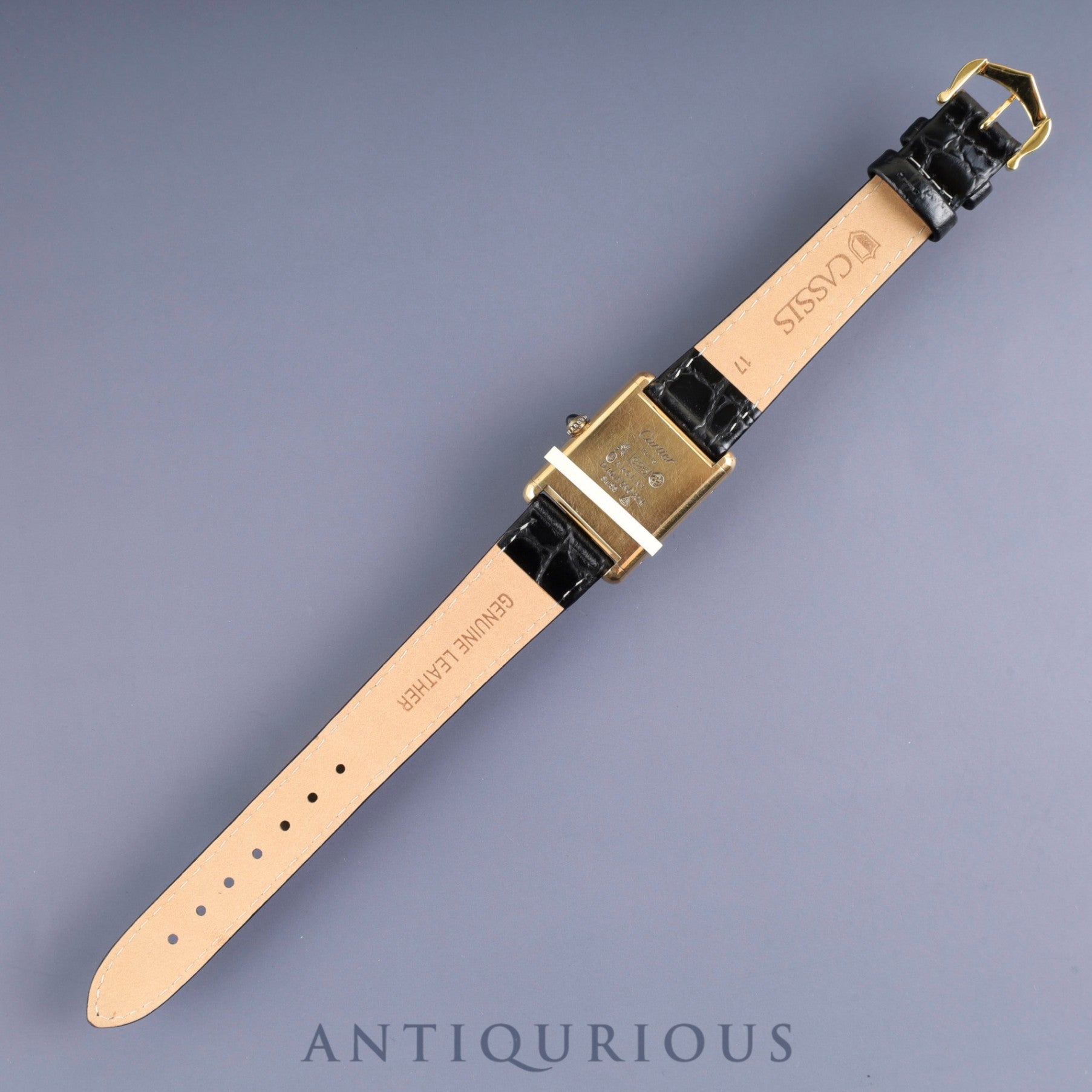 Cartier Must Tank LM Manual Winding Caliber - SV925 Leather Strap with Genuine GP Buckle, Ivory Roman Dial, Circa 1976-1981, Overhauled