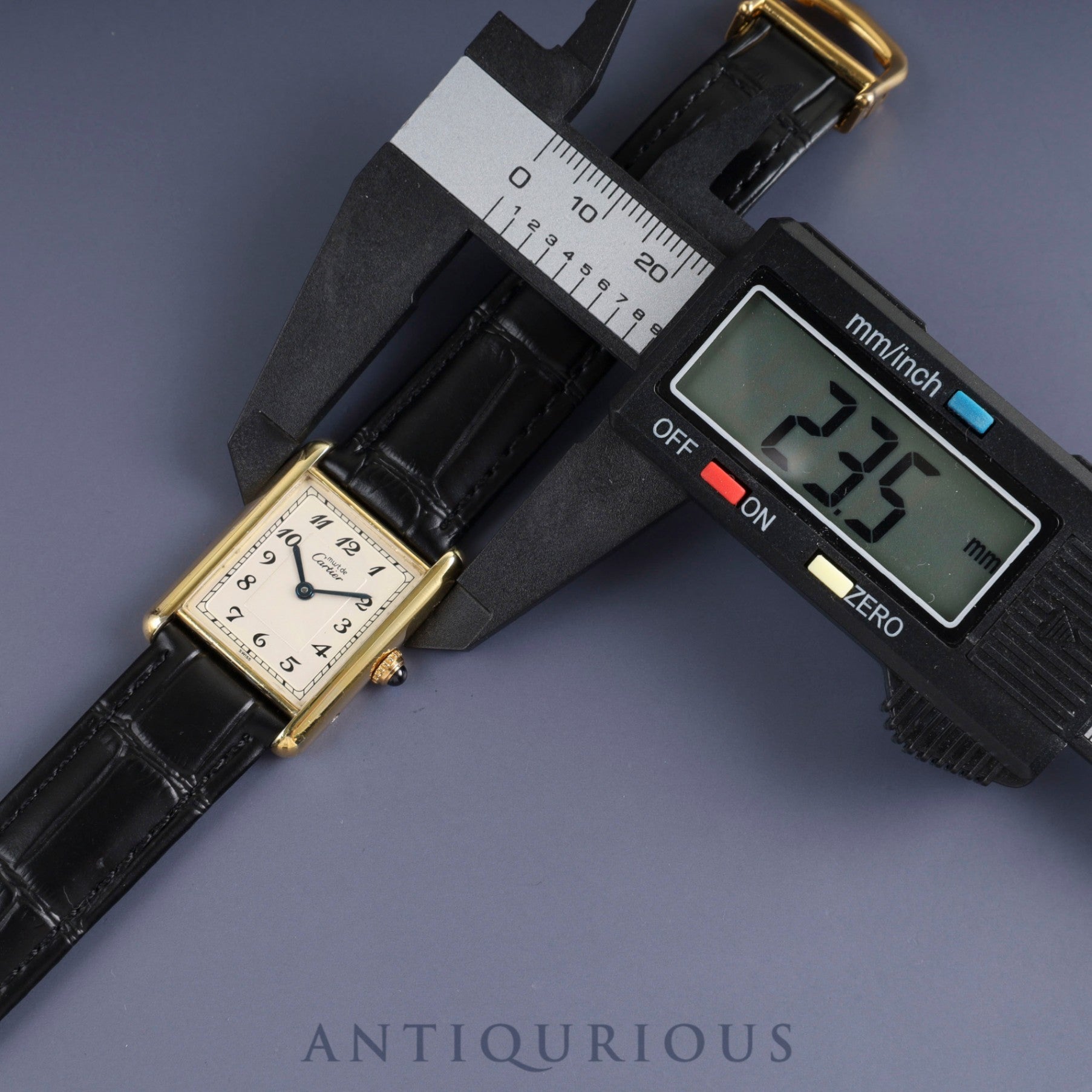 Cartier Must Tank LM 590005 Quartz Cal90 SV925 Leather Genuine D Buckle (GP) Arabic Dial Overhauled