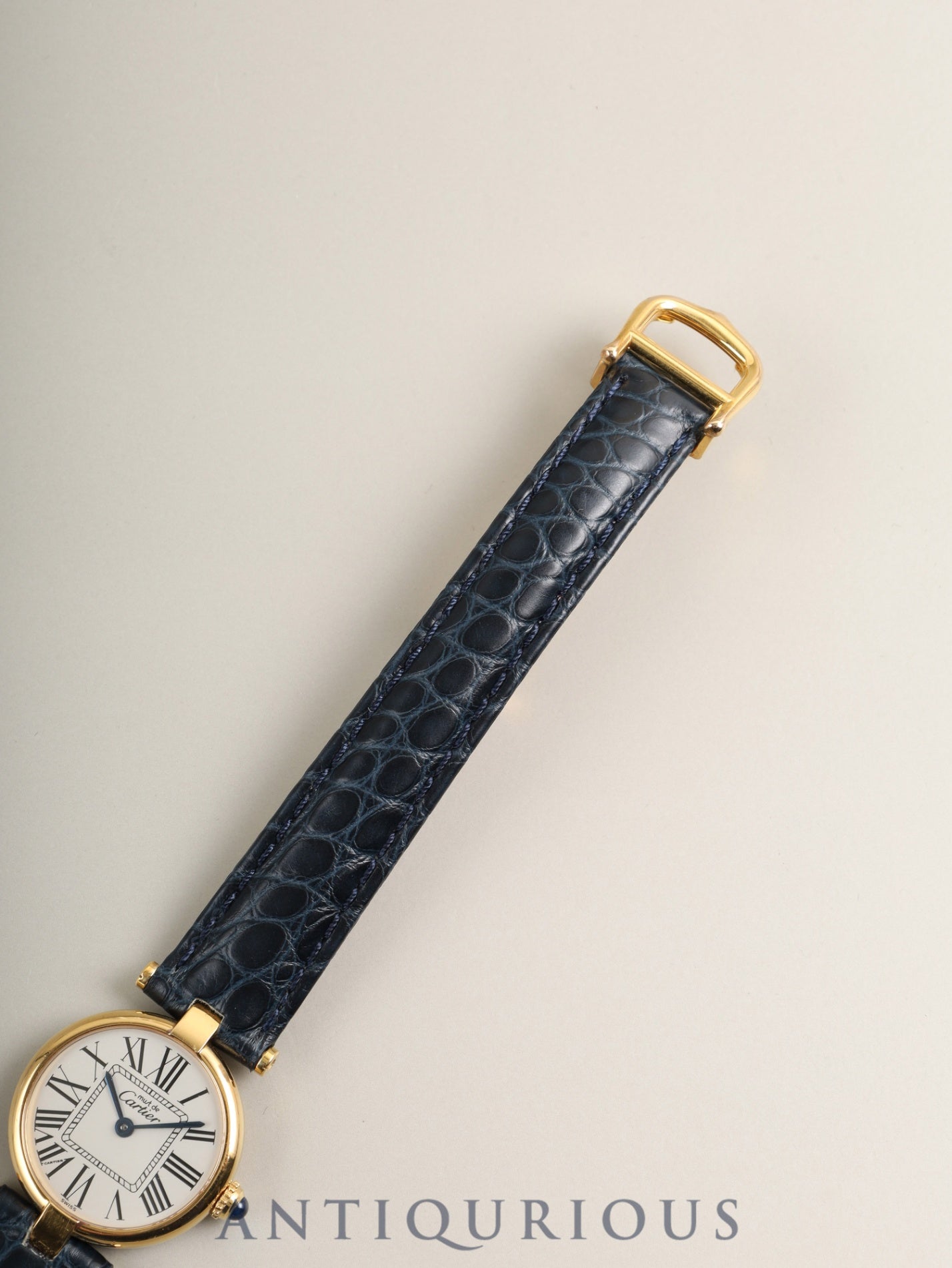 Cartier Must Vendome VLC SM 590004 Quartz Cal.90 SV925 Leather Genuine Deployant Buckle (GP) Opaline Dial (SWISS marking) Box Overhauled