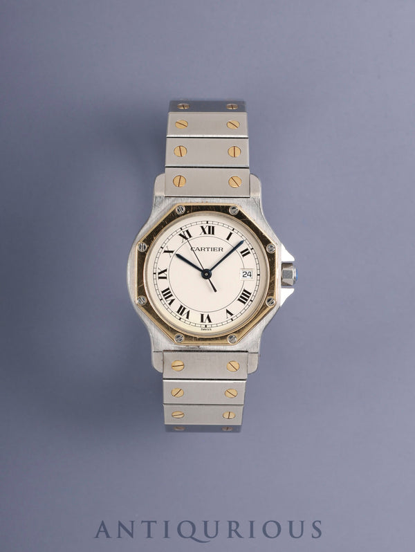 カルティエ サントス オクタゴン LM W2001583 / 187902 クォーツ Cal.687 SS×YG SS×YG アイボリーローマン文字盤 オーバーホール済み