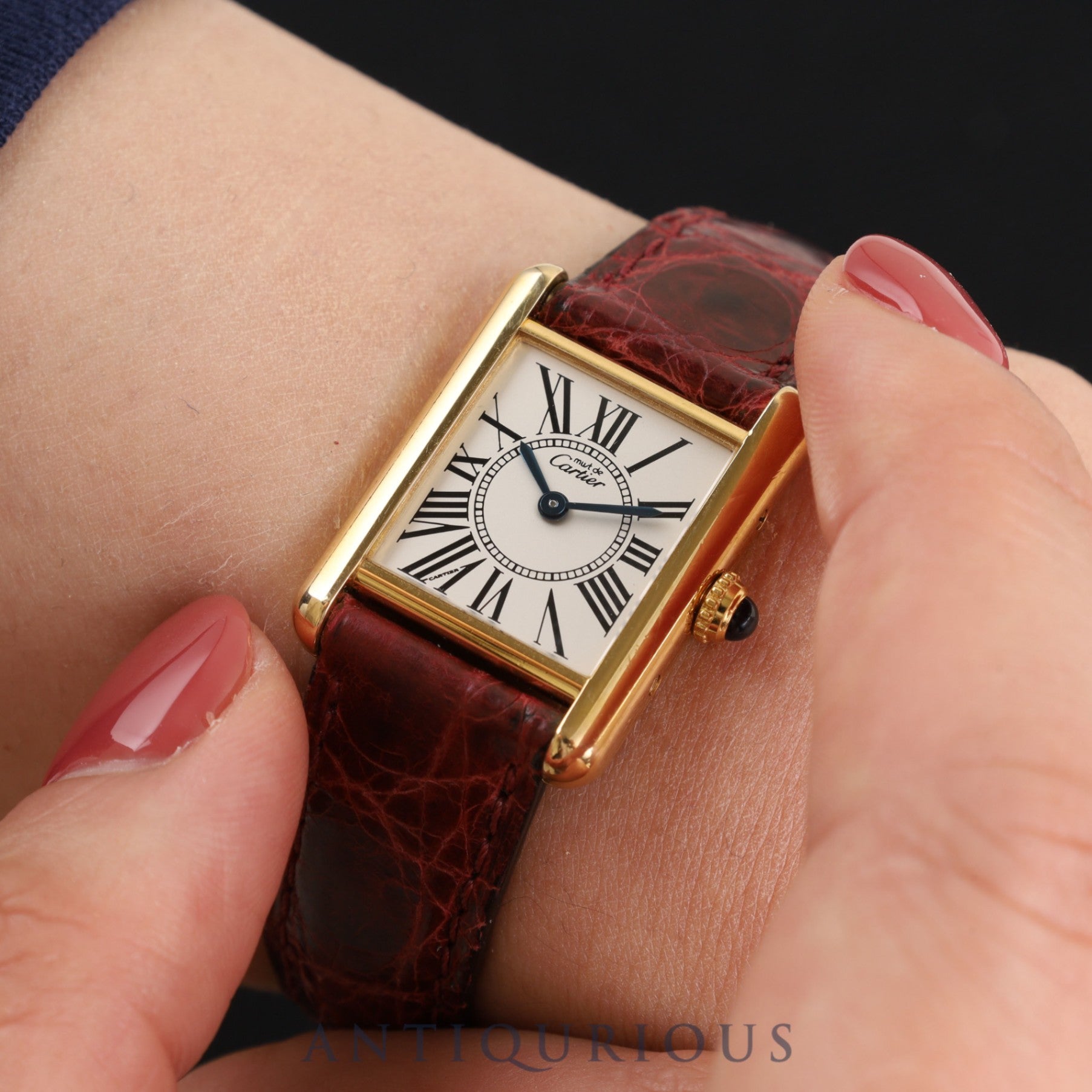 カルティエ マストタンク SM W1005554 / 5057001 クォーツ Cal.057 SV925 純正革ベルト 純正Dバックル オパラン文字盤 保証書(1998年)オーバーホール済み