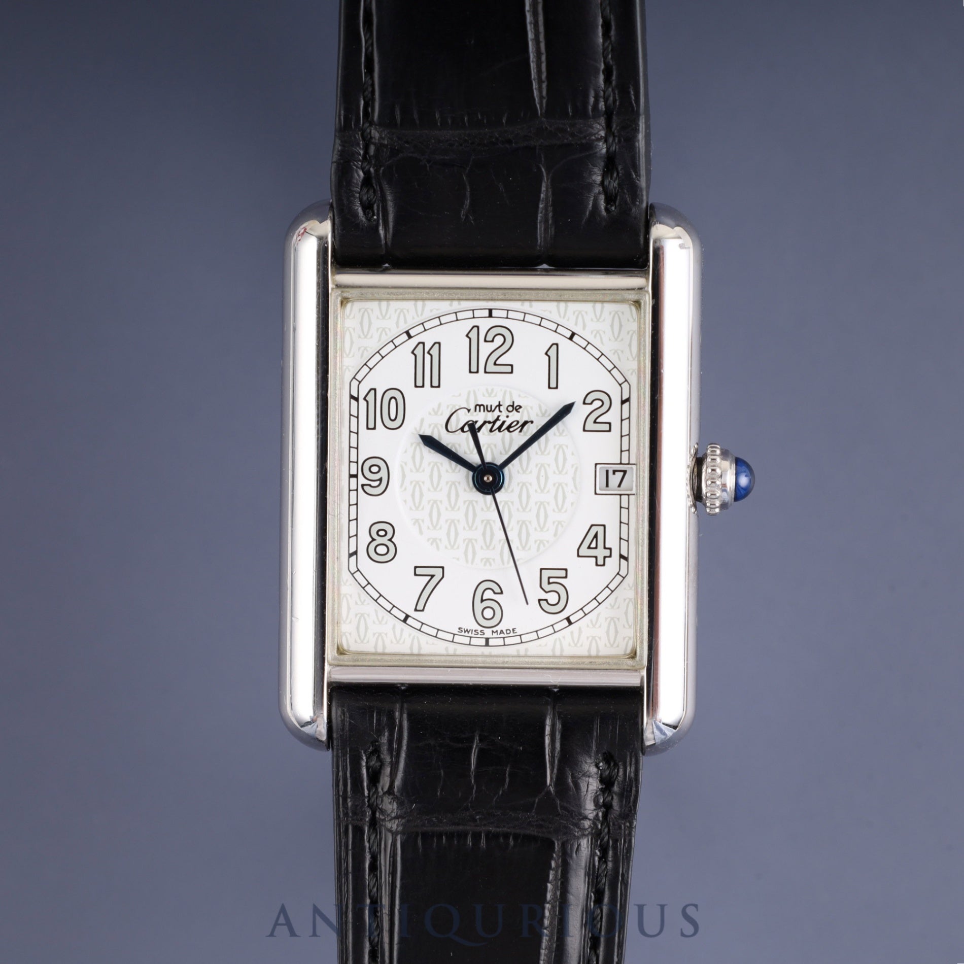 Cartier Must Tank GM (XL) 2414 Quartz Caliber 87 SV925 Leather Strap with Genuine D-Clock Buckle (Stainless Steel) Telephone Arabic Dial Overhauled