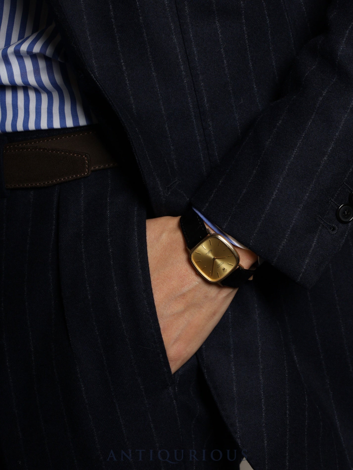 ロレックス チェリーニ 4114 手巻き Cal.1601 750YG 革 純正尾錠(GP)シャンパン文字盤 42番台(1975年)オーバーホール済み