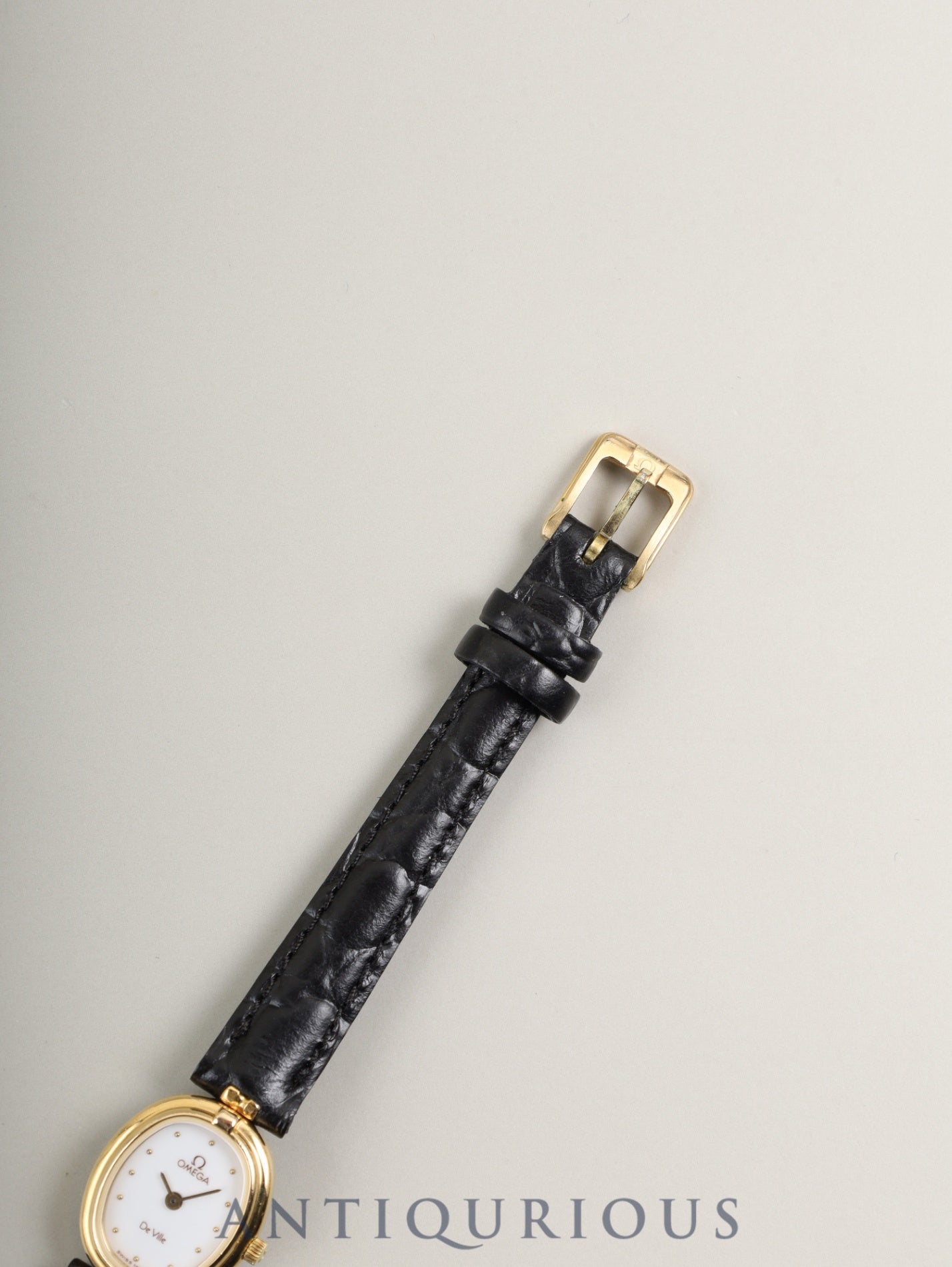 オメガ デ・ヴィル 595.0069 クォーツ Cal.1450 SS/GP 革 純正尾錠(GP)ホワイト文字盤 オーバーホール済み