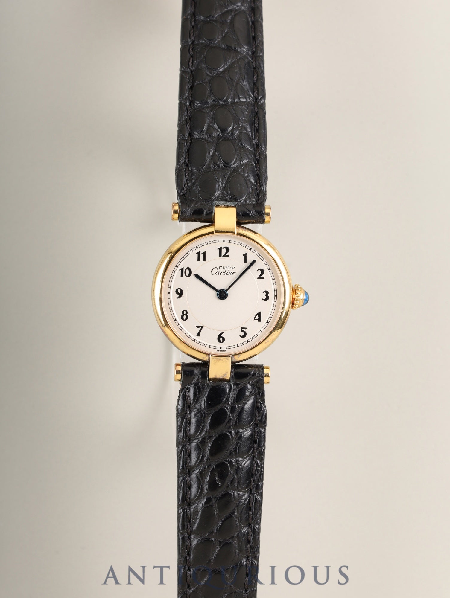 Cartier Must Vendome VLC SM 590004 Quartz Cal.90 SV925 Leather Genuine Deployant Buckle (GP) Arabic Dial (SWISS marking) Overhauled