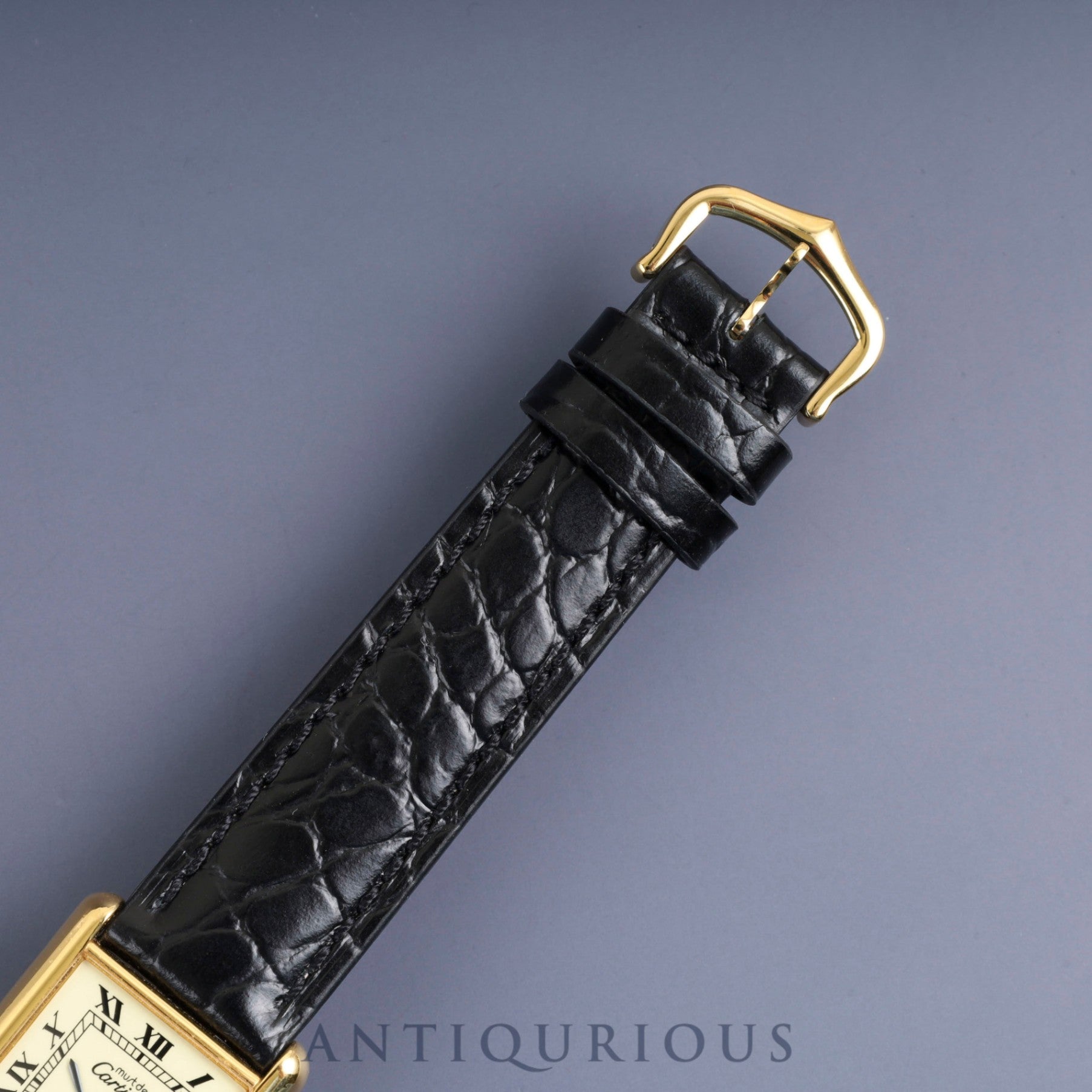 Cartier Must Tank LM 6 182065 Manual Winding Caliber 78-1 SV925 Leather Strap with Genuine GP Buckle Ivory Roman Dial Overhauled