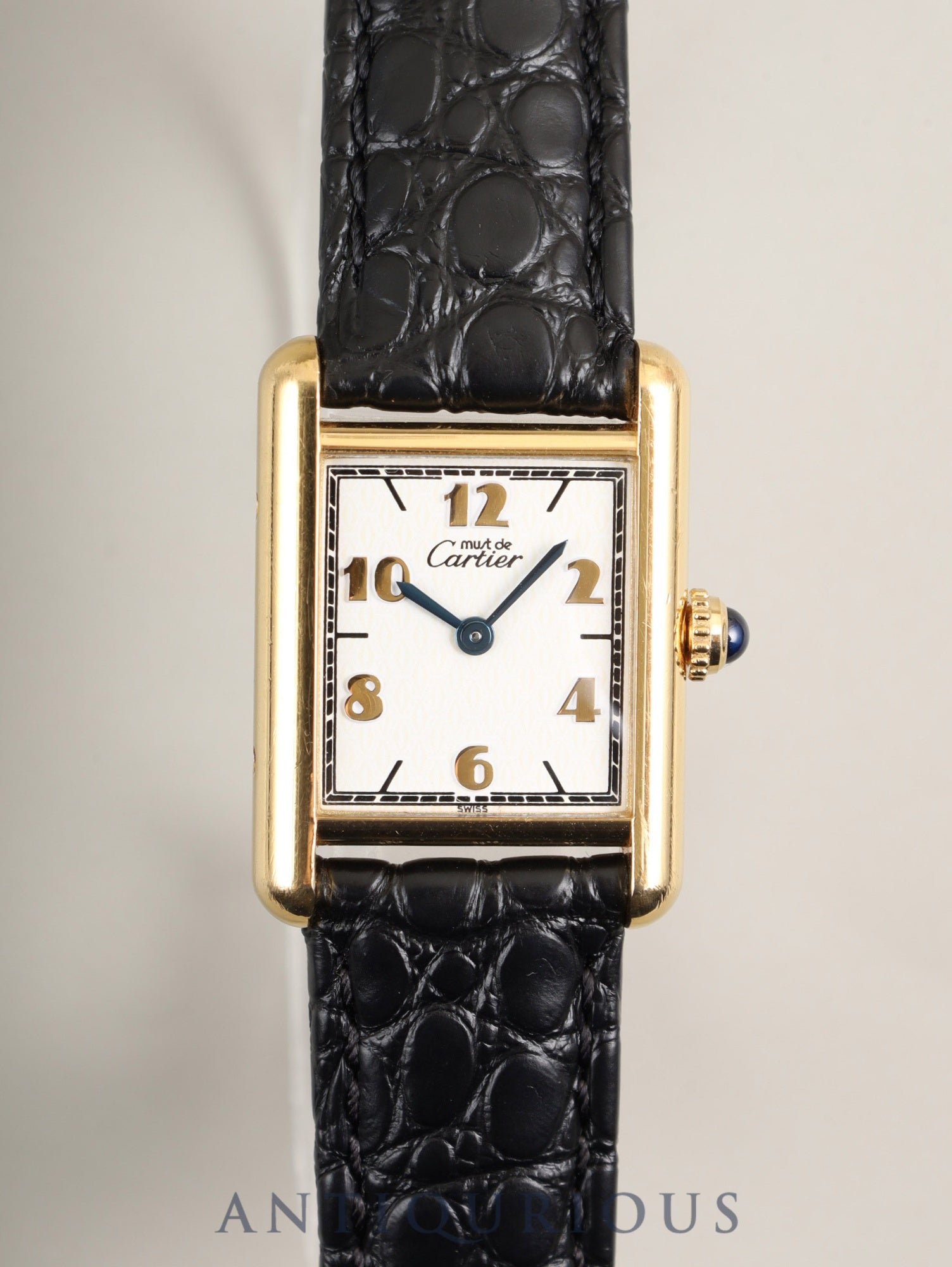 カルティエ マストタンク SM W1008354 / 1613 クォーツ Cal.057 SV925 革 純正Dバックル(GP)飛びアラビアCC文字盤(SWISS表記)箱 冊子 保証書(無記載)オーバーホール済み