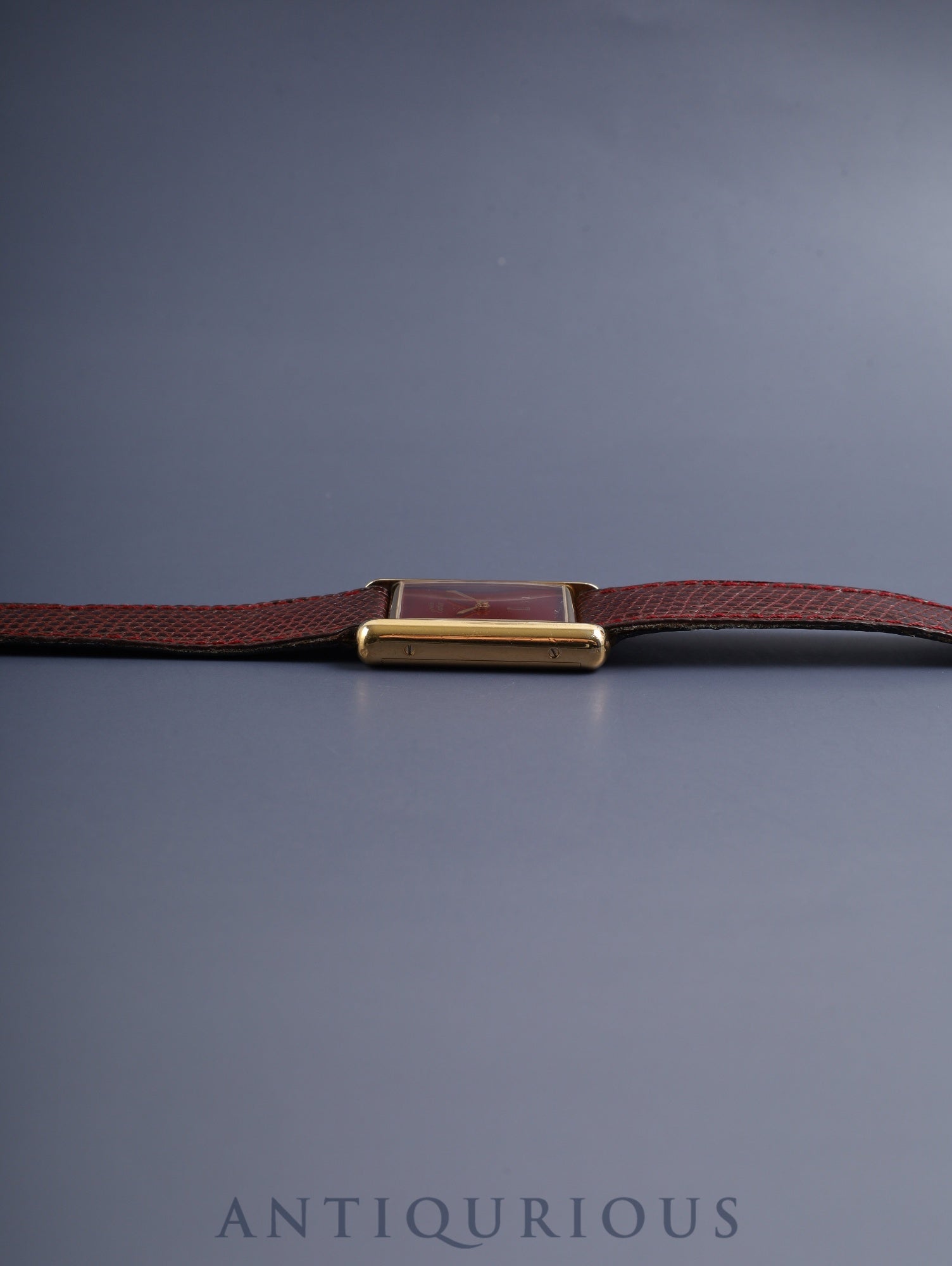 Cartier Must Tank LM, manual winding, Cal. 78-1, SV925, original leather strap, original pin buckle (GP), garnet dial, Bordeaux dial (SWISS marking), recently overhauled.