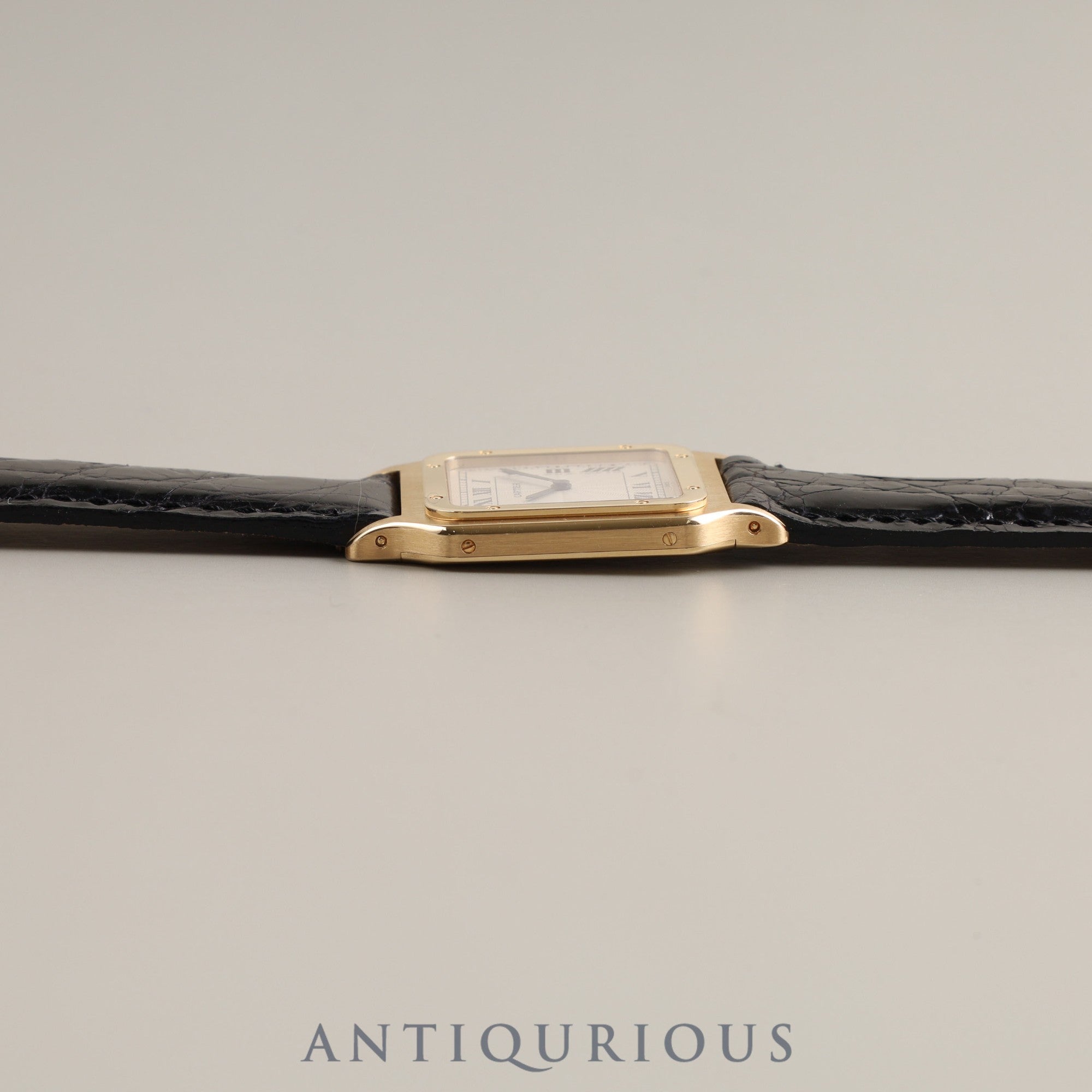 Cartier Santos Dumont Extra Slim W1505453 Manual winding Cal.21MC 750YG Leather Genuine buckle (750) Guilloché Ivory dial Box