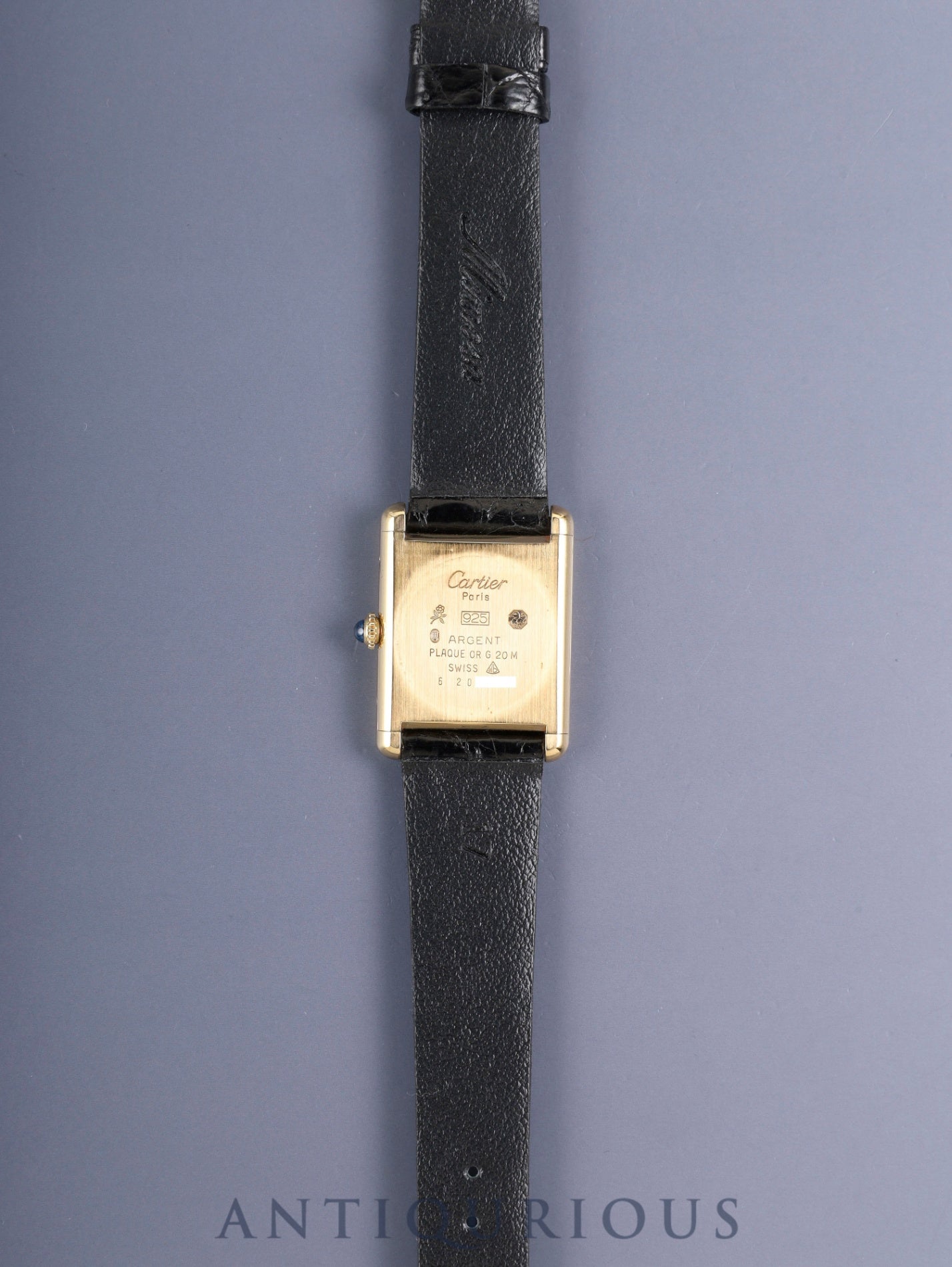カルティエ マストタンク LM 6 手巻き Cal.78-1 SV925 革 純正ピンバックル(GP)オニキス文字盤(SWISS表記 )オーバーホール済み