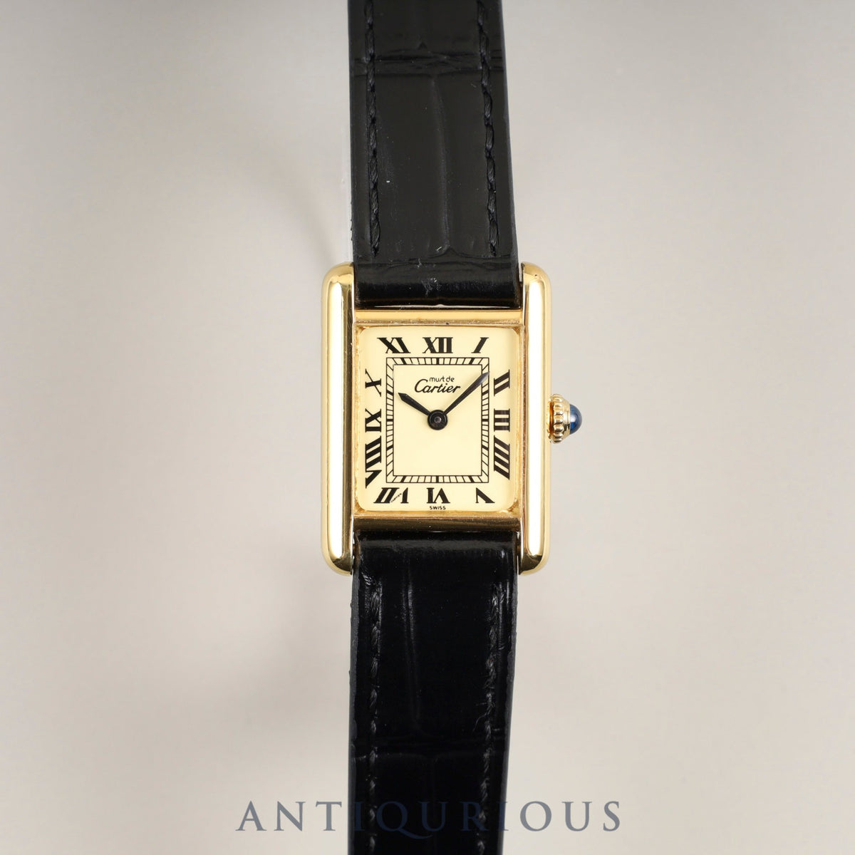 Cartier Must Tank SM Manual winding Cal.78-1 SV925 Leather Genuine buckle (GP) Ivory Roman dial Overhauled