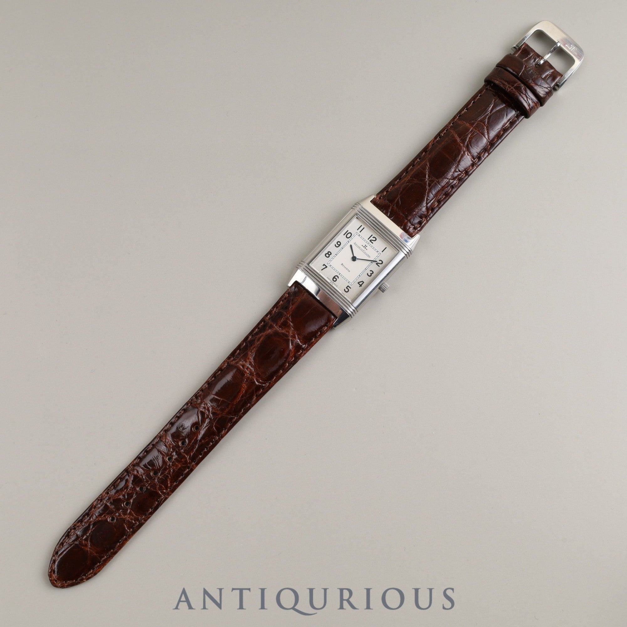 ジャガー・ルクルト レベルソクラシック 250.8.08 クォーツ Cal.608 SS 革 純正尾錠(SS)シルバー文字盤 ※裏彫りあり