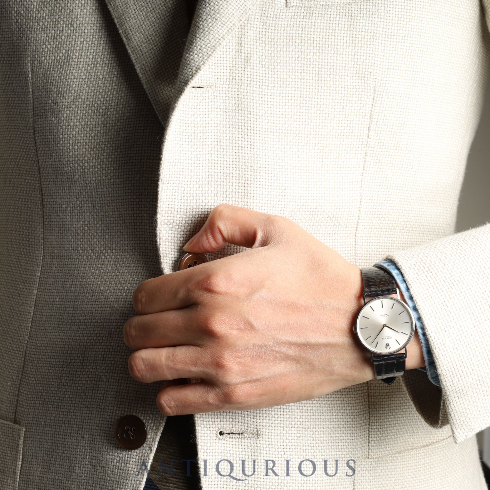 Rolex Cellini 3833 Manual winding Cal.1600 750 Leather Genuine buckle (GP) Silver dial No. 28 (1969) Box, booklet, warranty card Overhauled