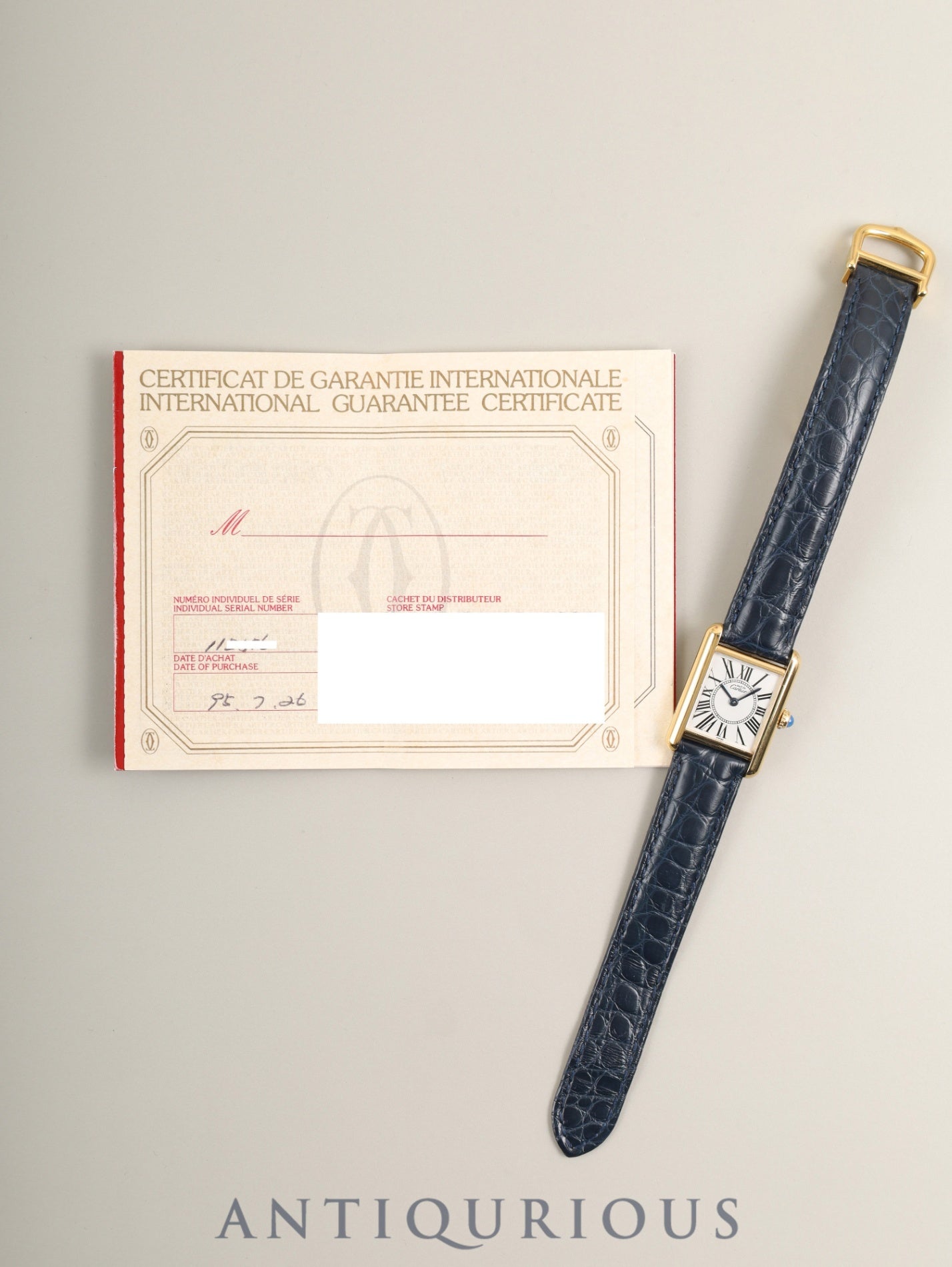 Cartier Must Tank SM 5057001 Quartz Cal.057 SV925 Leather Genuine Deployant Buckle (GP) Opaline Dial (SWISS marking) Warranty (1995) Overhauled