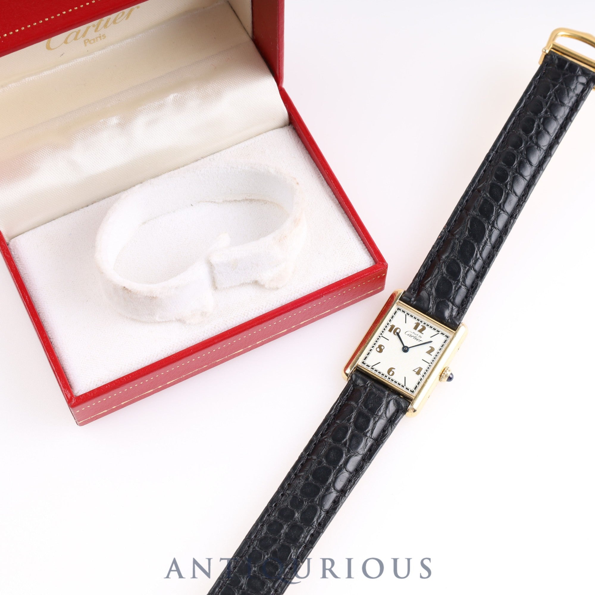 Cartier Must Tank LM QZ590005 SV925 Leather Genuine D-buckle Arabic dial Box Cartier boutique complete service