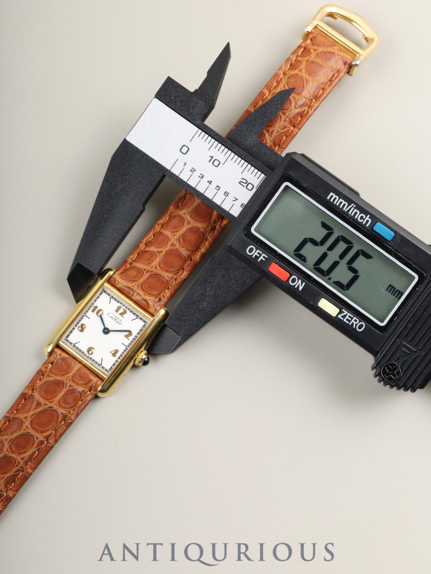 Cartier Must Tank SM 1613 Quartz Caliber 057 SV925 Leather Strap with Genuine D-Clasp (GP) Arabic CC Dial (SWISS Markings) Overhauled and Polished to Look Like New