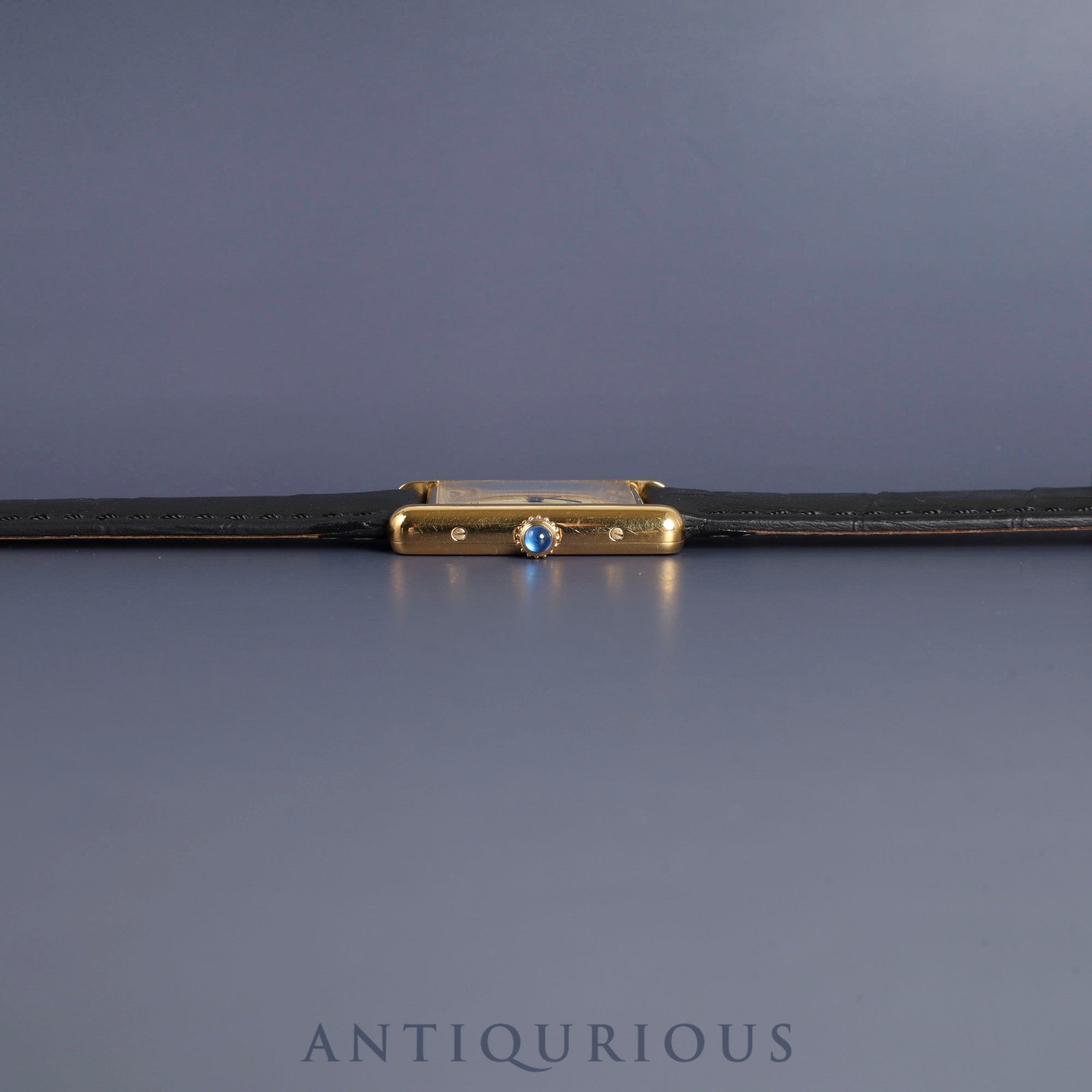 Cartier Must Tank LM 590005 Quartz SV925 Leather Genuine Buckle (GP) Ivory Roman Dial Overhauled