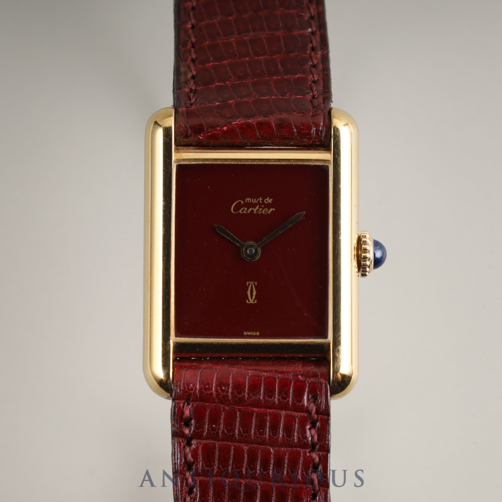 Cartier Must Tank SM Manual winding SV925 Genuine leather strap Genuine buckle (GP) Garnet dial Bordeaux dial Overhauled