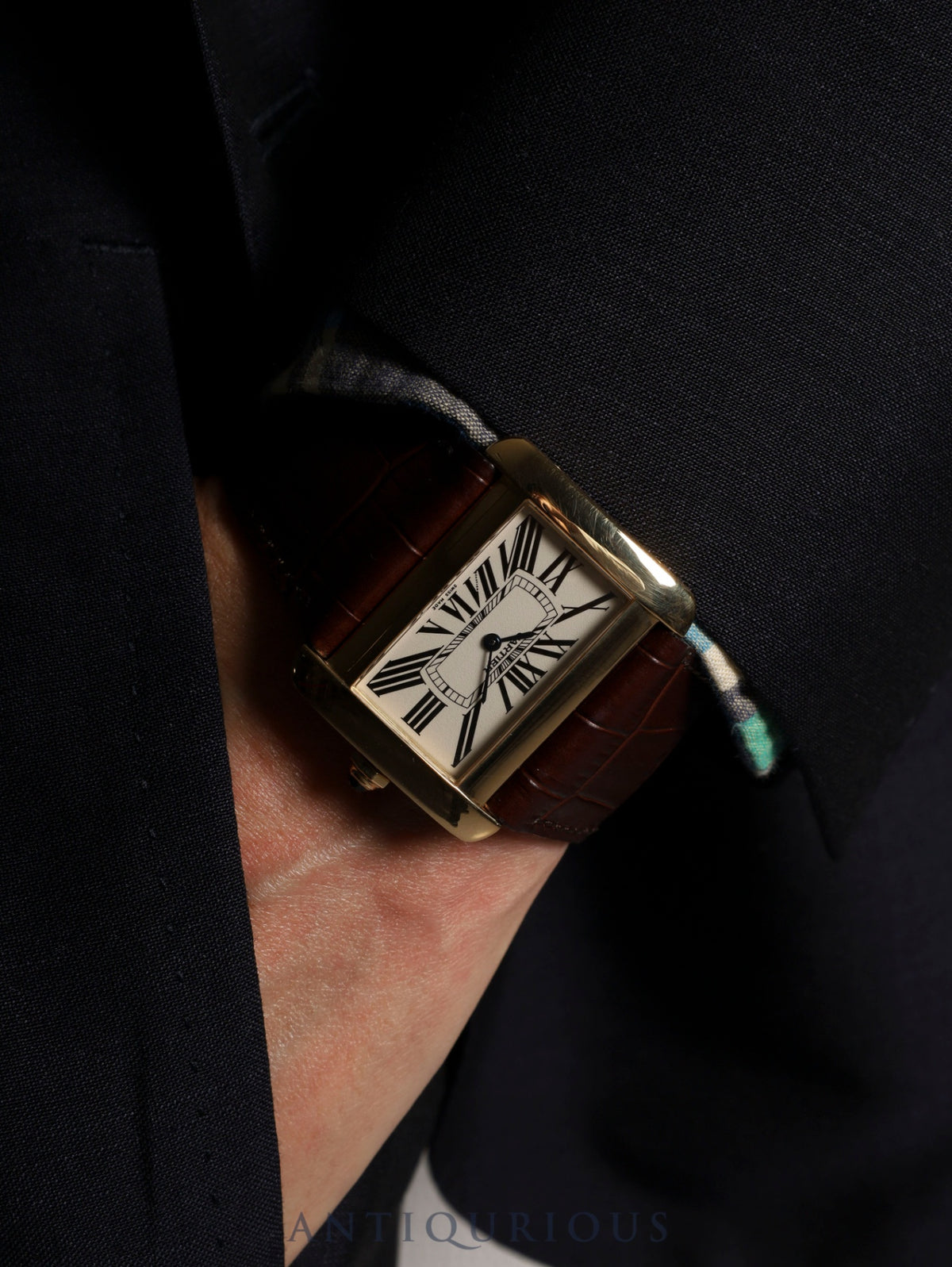 Cartier Tank Divan LM W6300556 / 2602 Quartz Cal.690 750YG Leather Original Pin Buckle (750YG) Ivory Roman Dial (SWISS MADE marking) Overhauled