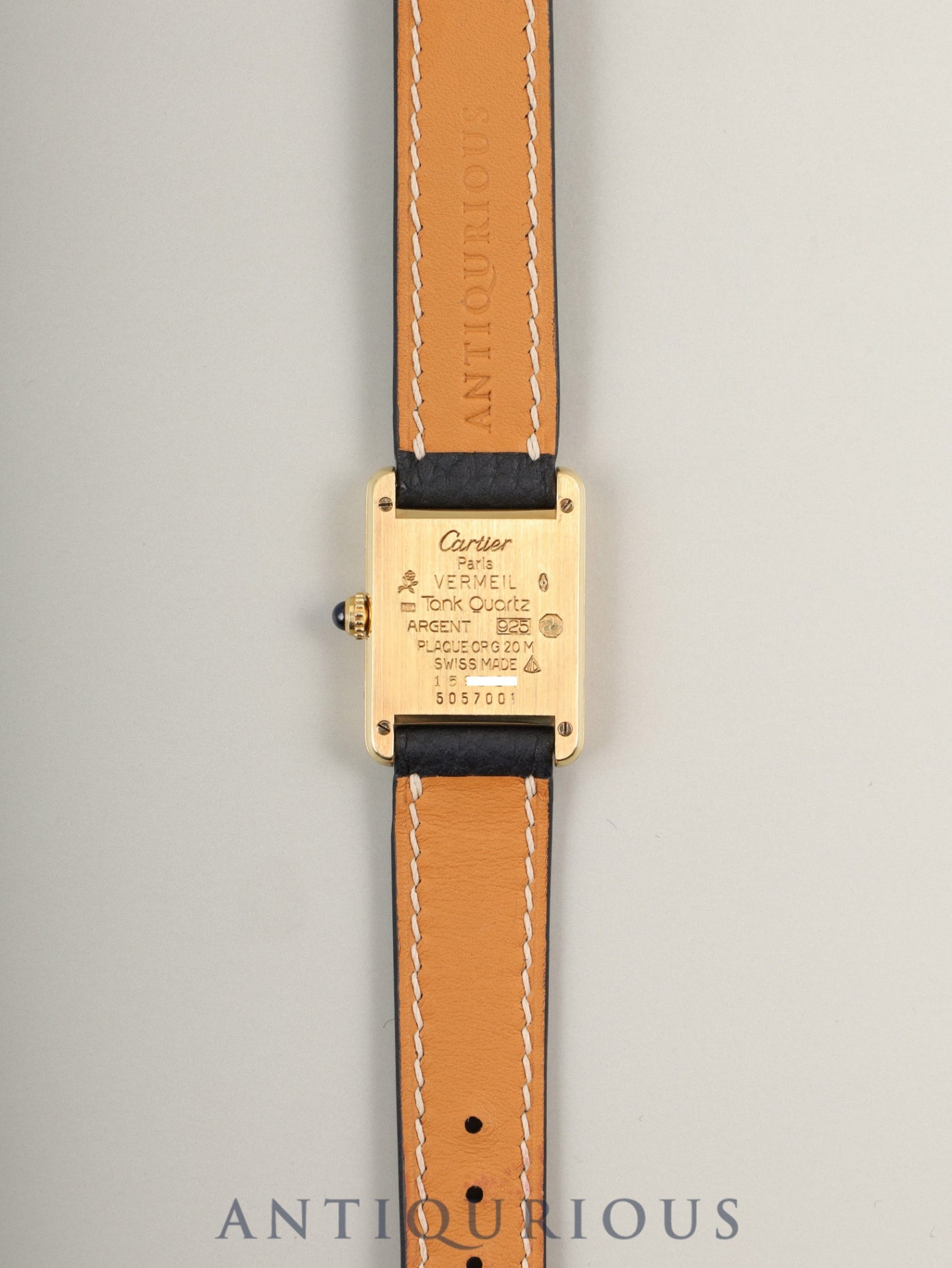 カルティエ マストタンク SM 5057001 クォーツ Cal.057 SV925 革 純正尾錠(GP)飛びアラビアCC文字盤 1982年頃~1995年頃 オーバーホール済み 新品仕上げ済み