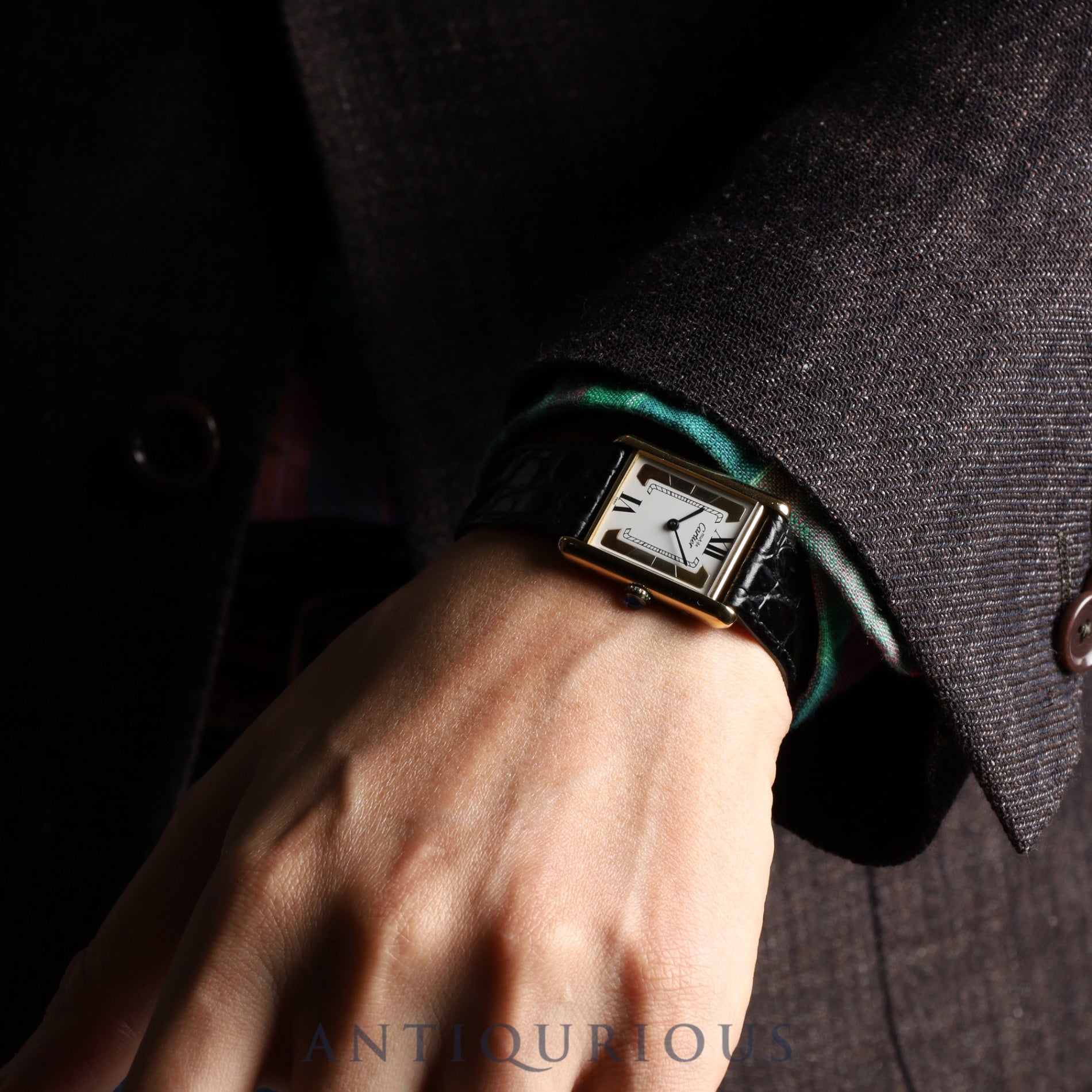 カルティエ マストタンク LM 590005 クォーツ Cal.90 SV925 革 純正尾錠(GP) サイドトリニティ文字盤 オーバーホール済み