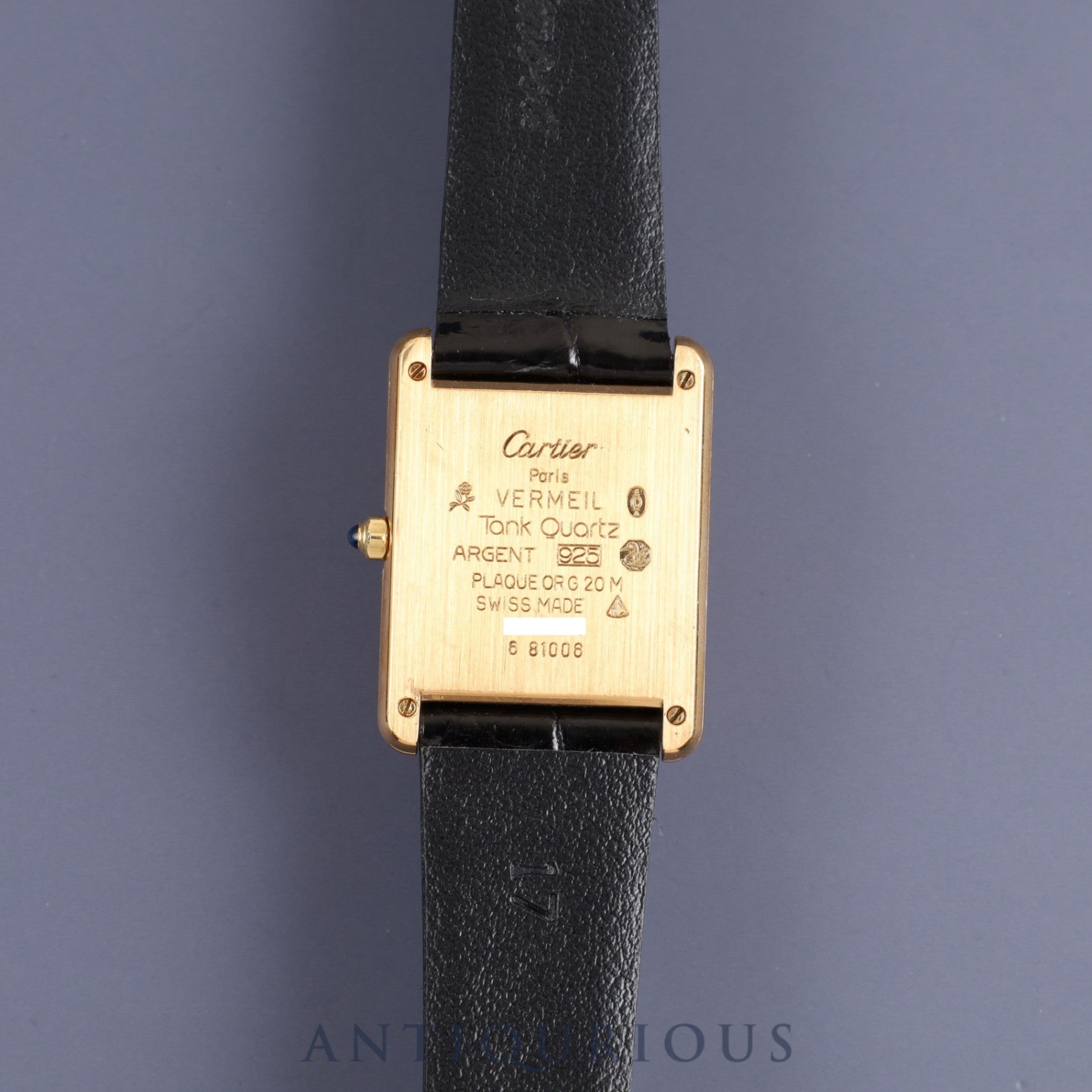 Cartier Must Tank LM 6 81006 Quartz Cal.81 SV925 Leather Genuine Buckle (GP) Ivory Roman Dial Overhauled