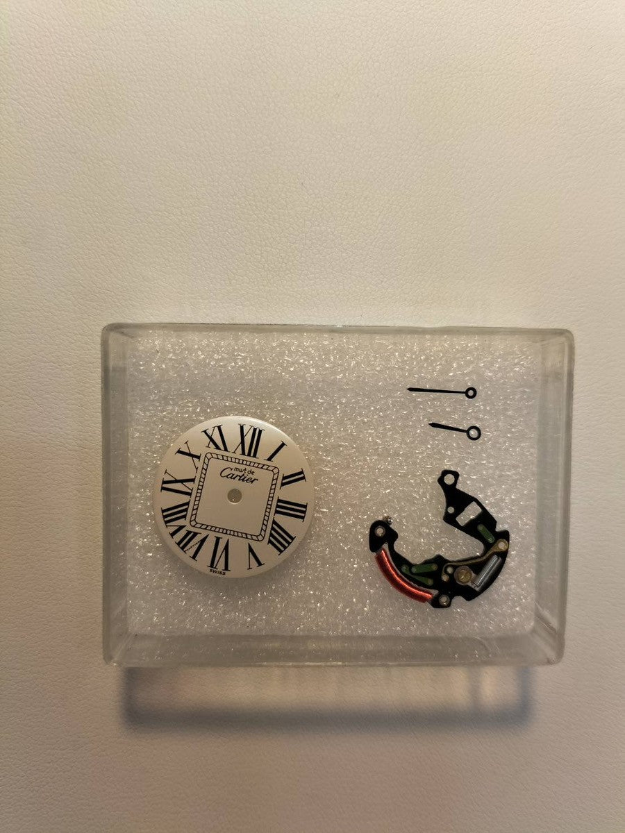 Cartier Must Vendôme VLC SM 590004 Quartz Caliber 90 SV925 Leather Watch with Genuine D-buckle (GP) Opalescent Dial Overhauled