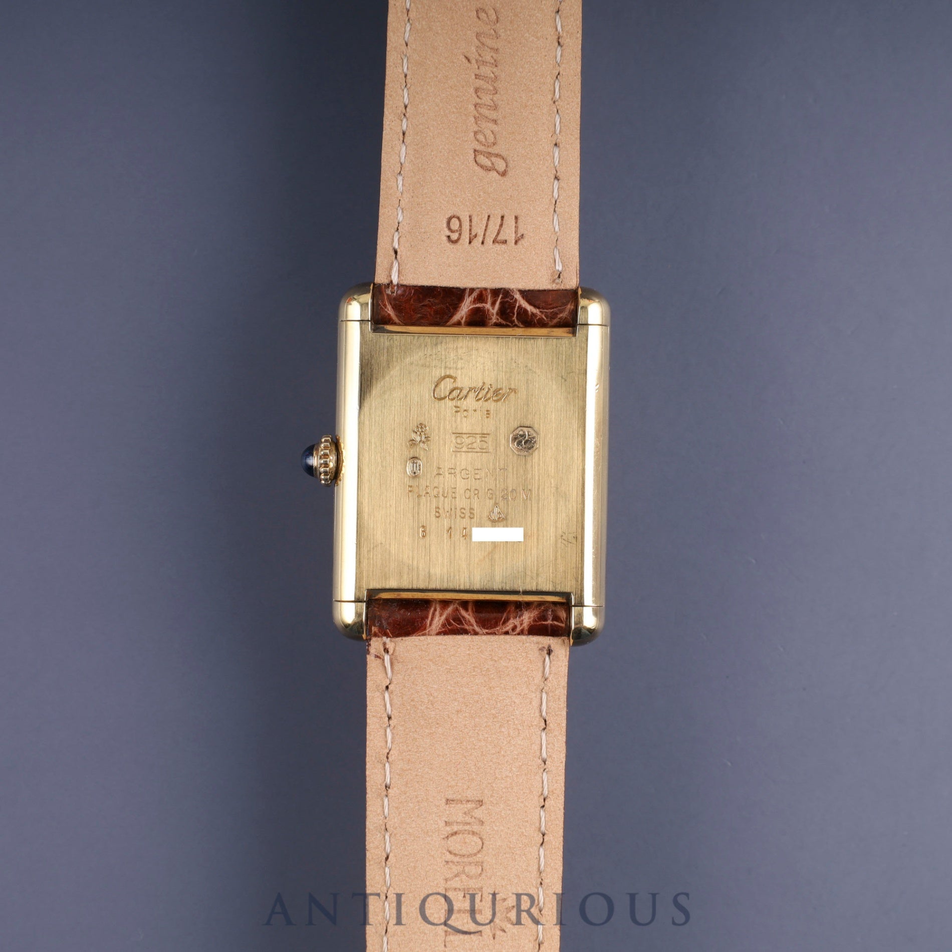 Cartier Must Tank LM Manual Winding Caliber 78-1 SV925 Leather Strap with Genuine GP Buckle, Garnet Dial, Bordeaux Dial, Overhauled