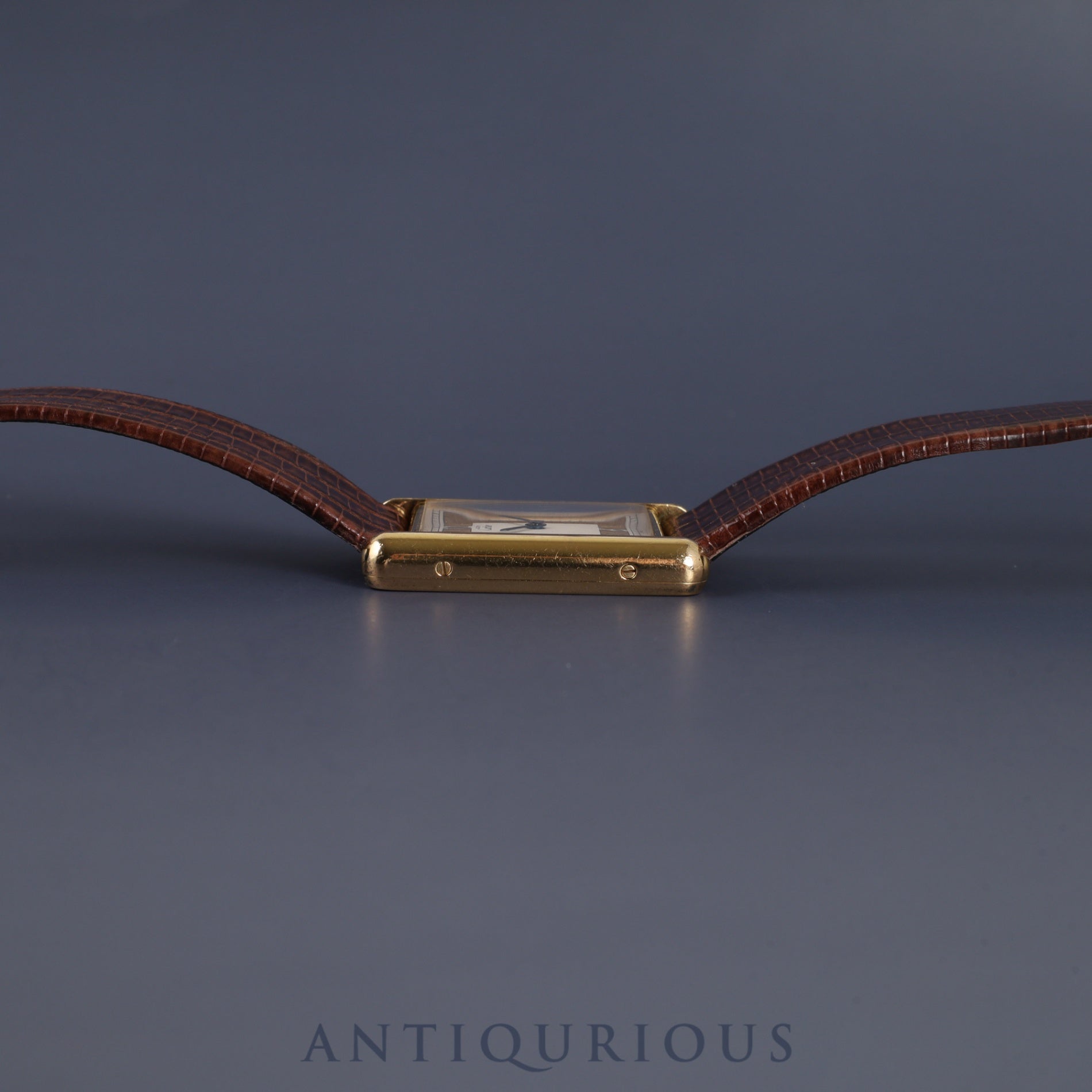 カルティエ マストタンク LM 500本限定 1615 クォーツ Cal.90 SV925 革 純正尾錠(GP) ゴールドセクター文字盤 オーバーホール済み