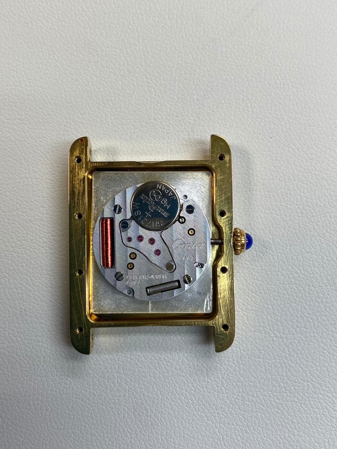 Cartier Must Tank GM (XL) W1017454 / 2413 Quartz Cal.687 SV925 Leather Genuine Buckle (GP) Ivory Roman Dial Overhauled