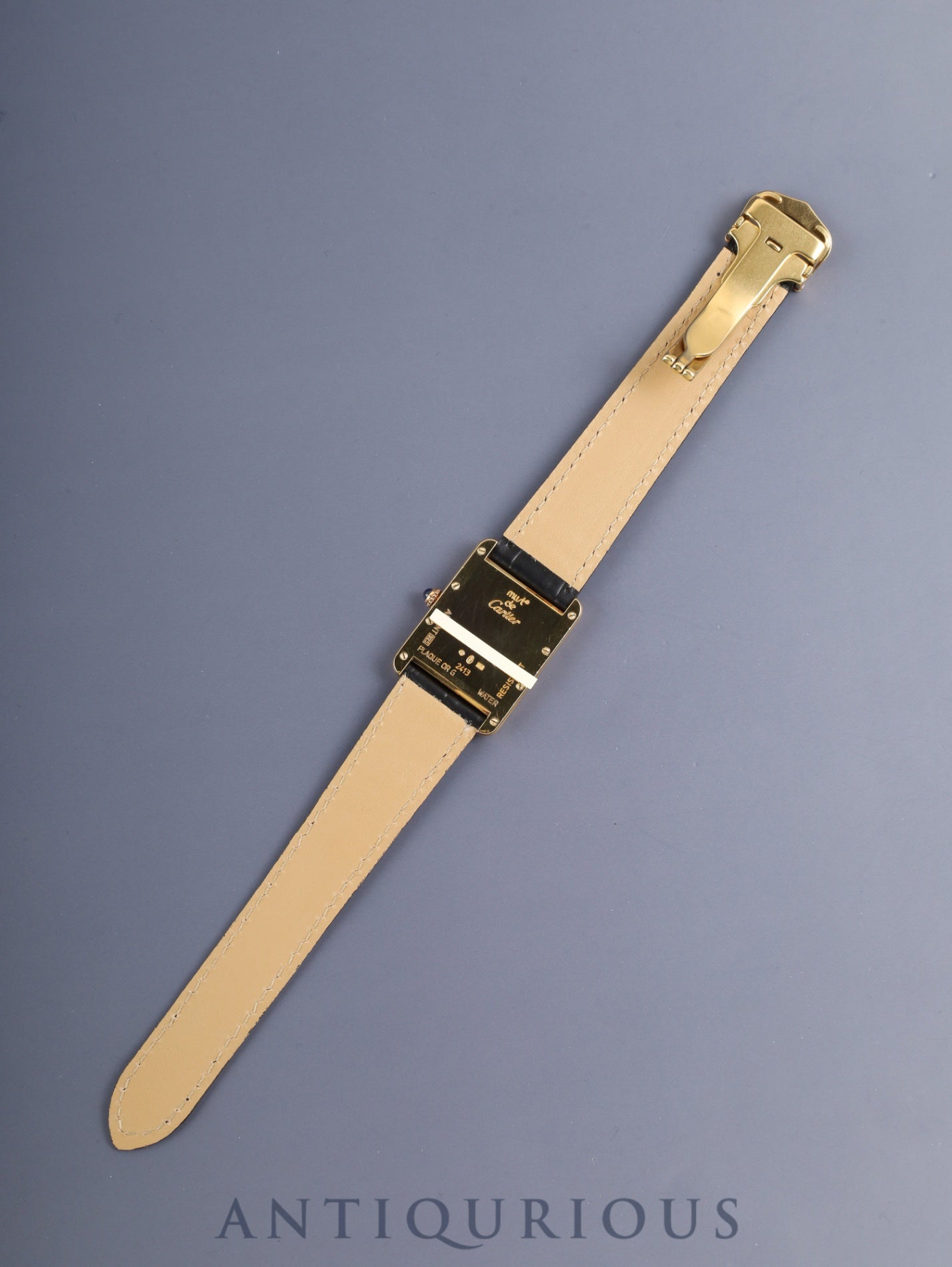 Cartier Must Tank GM (XL) W1017454 / 2413 Quartz Cal.687 SV925 Leather Genuine D-Buckle (GP) Ivory Roman Dial (SWISS MADE) Overhauled