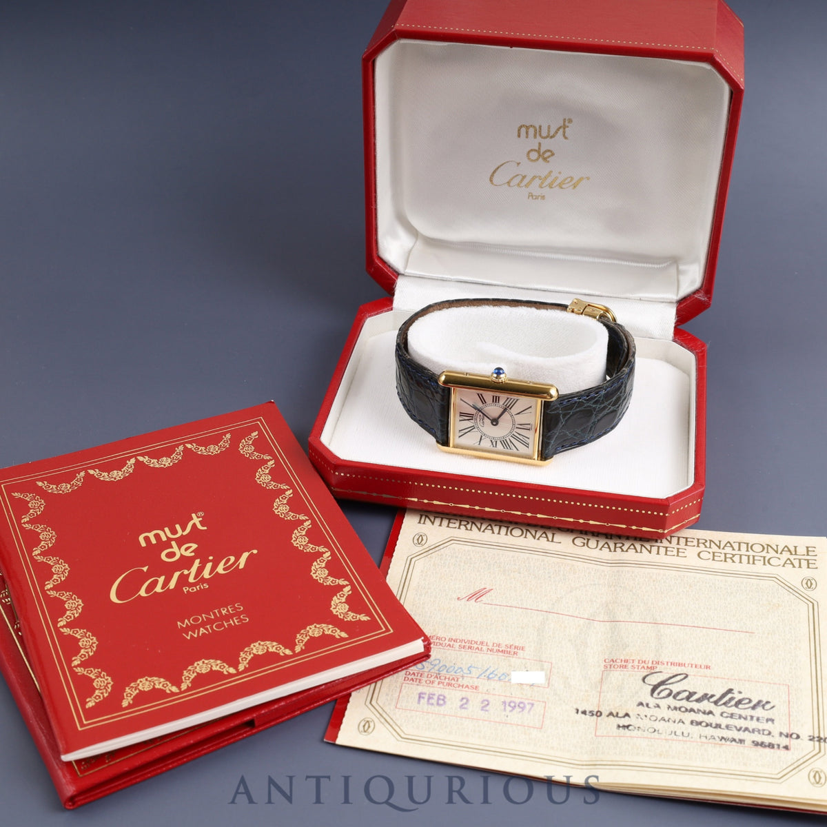Cartier Must Tank LM 590005 Quartz Cal.90 SV925 Genuine leather strap Genuine D buckle (GP) Opalan dial Box Booklet Warranty (1997) Overhauled