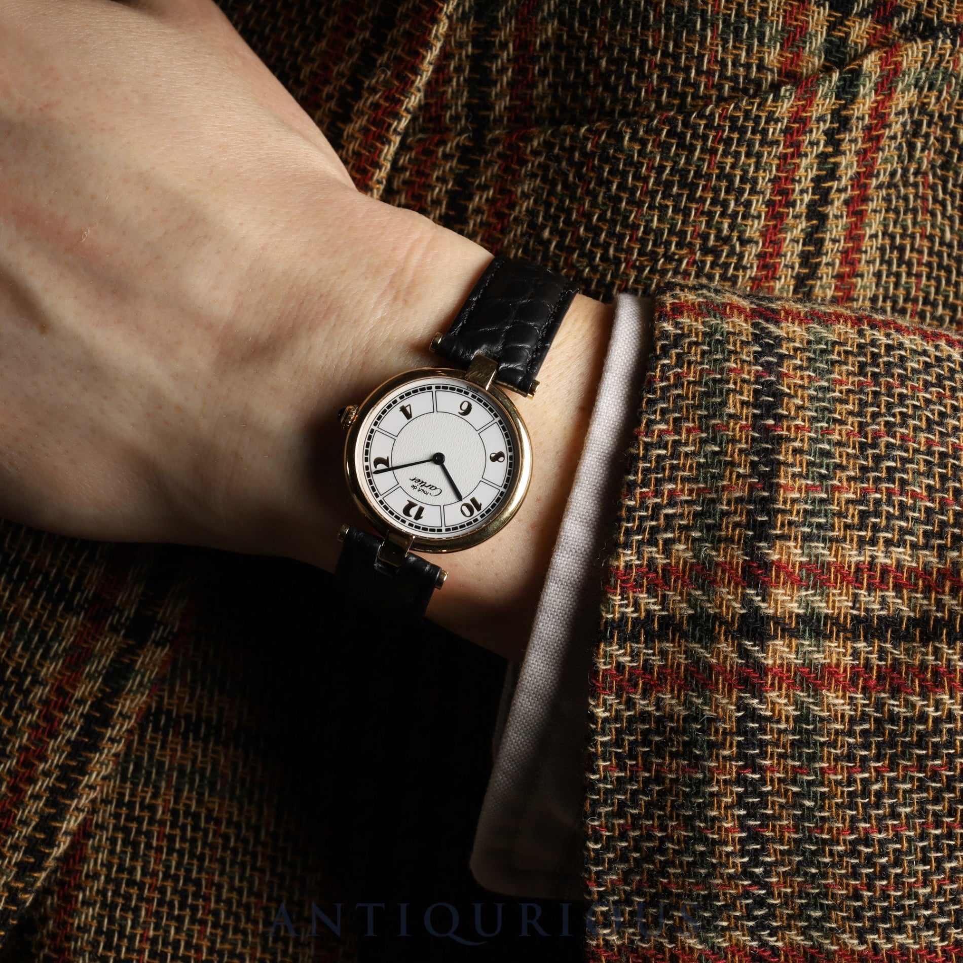 カルティエ マスト ヴァンドーム VLC LM W1009754 / 1861 クォーツ Cal.90 SV925 革 純正Dバックル(GP)飛びアラビア文字盤 オーバーホール済み