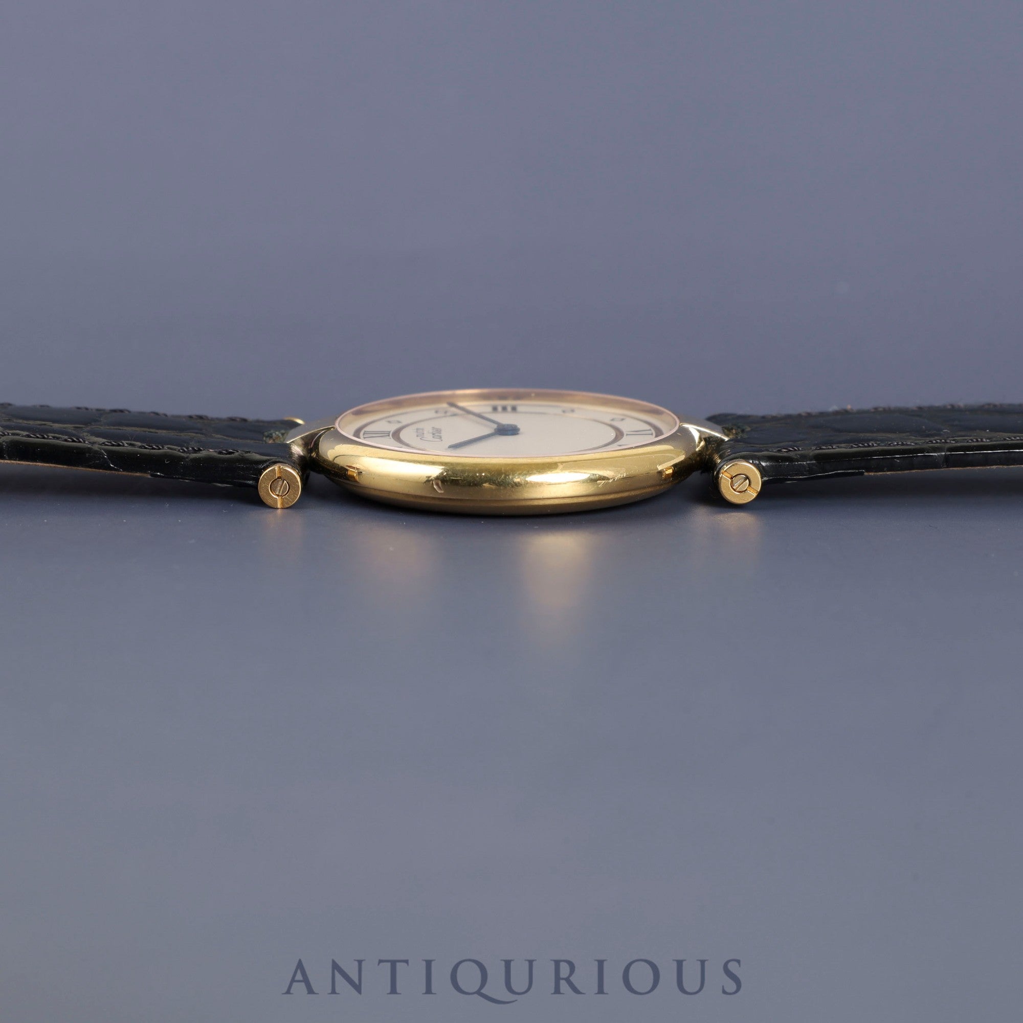 Cartier Must VLC Vendome LM 590003 Quartz Cal.690 SV925 Leather Genuine Buckle (GP) Ivory Dial Overhauled