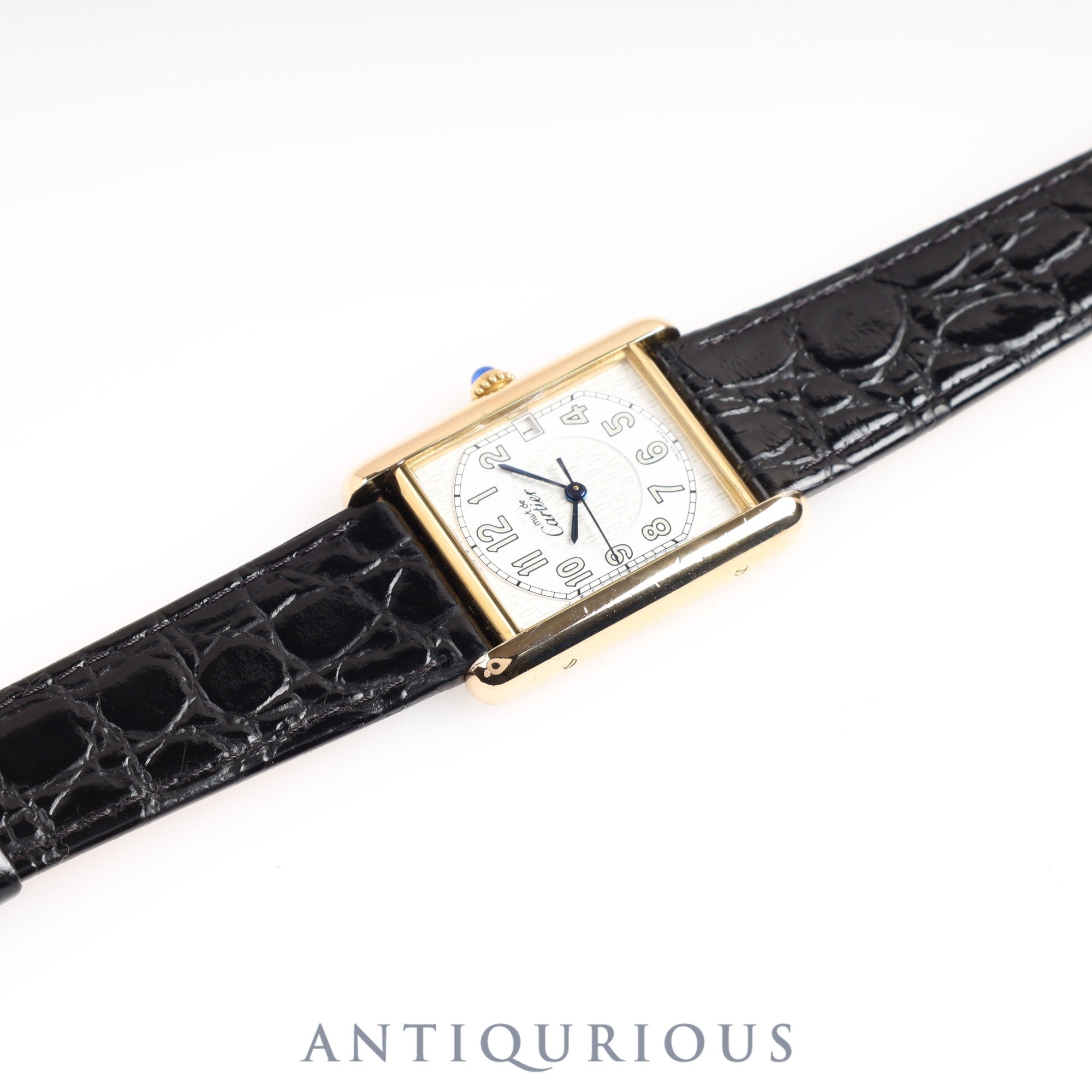 Cartier Must Tank GM (XL) Date W1013954 / 2413 Quartz Cal.87 Telephone Dial SV925 Leather Genuine Buckle (GP)