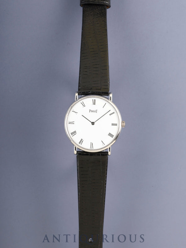 ピアジェ ラウンド 9065N 手巻き Cal.9P2 750WG 革 純正ピンバックル(750WG)ホワイトローマン文字盤 オーバーホール済み